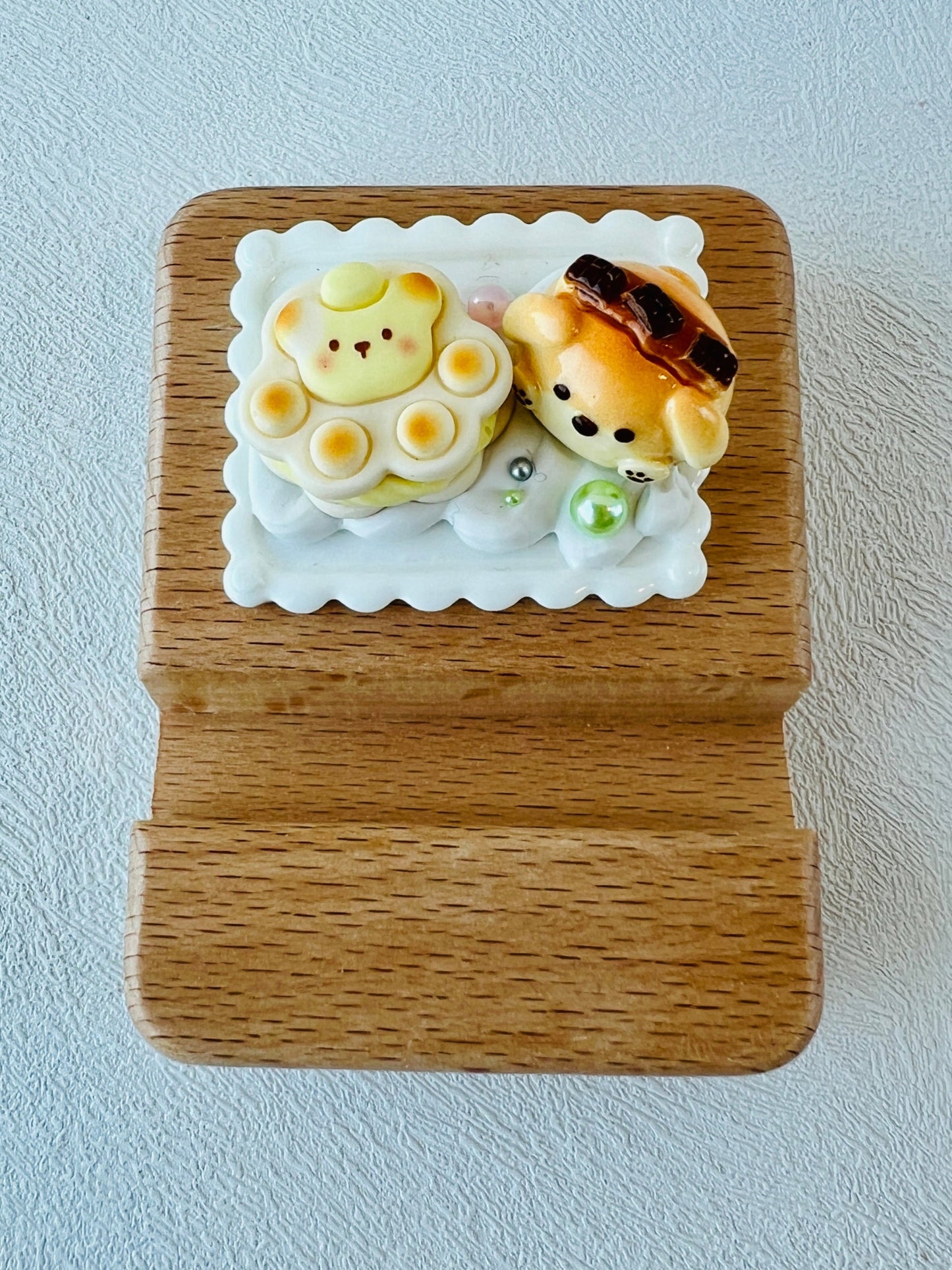 Personalized wooden phone stand with dog theme engraving