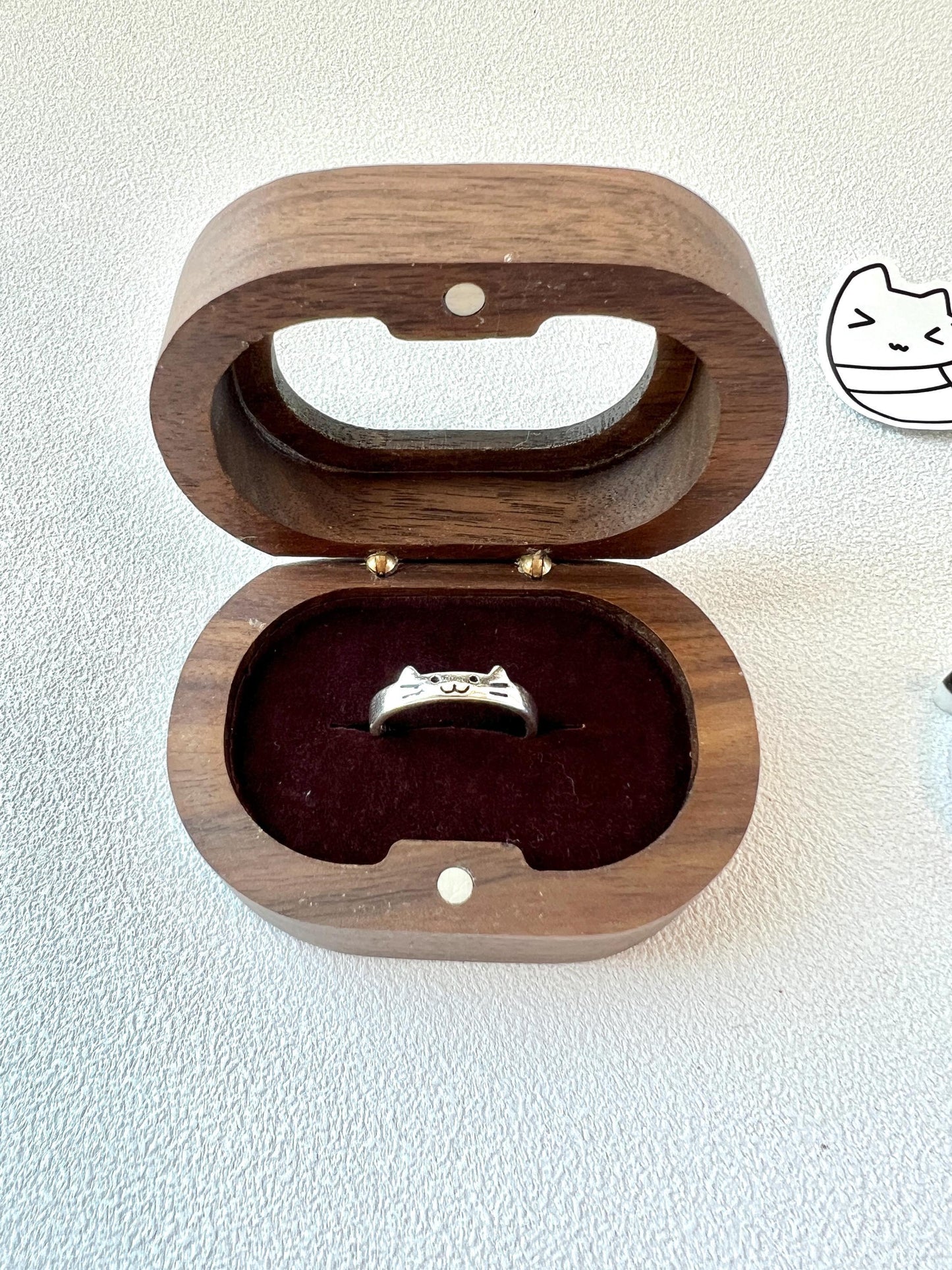 Food Themed Personalized Engraving Walnut Wood Ring Box Decorated with Cute Food Charms