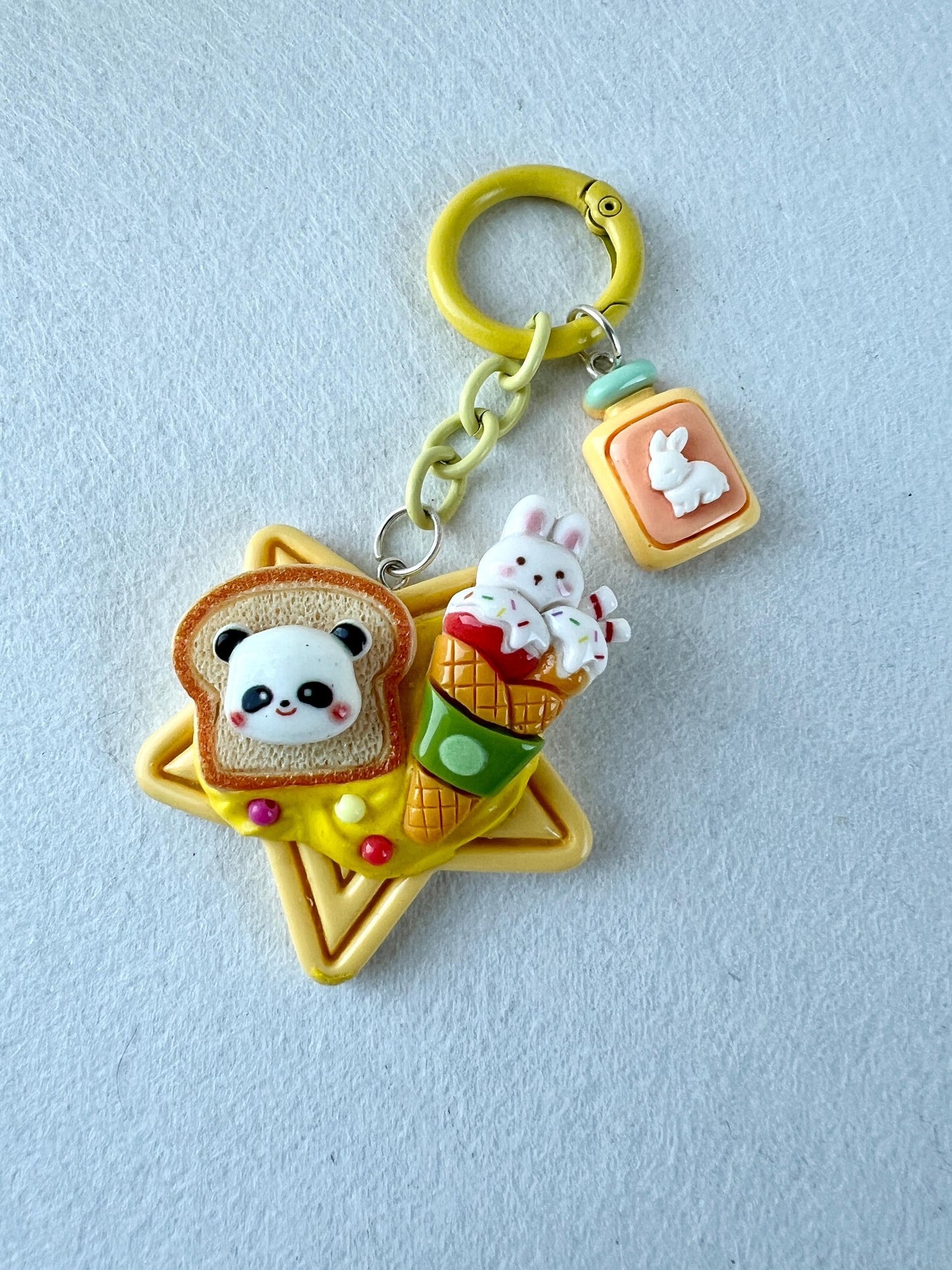 Food Charm Keychain Animal Charm Keyring Miniature Food Keyring