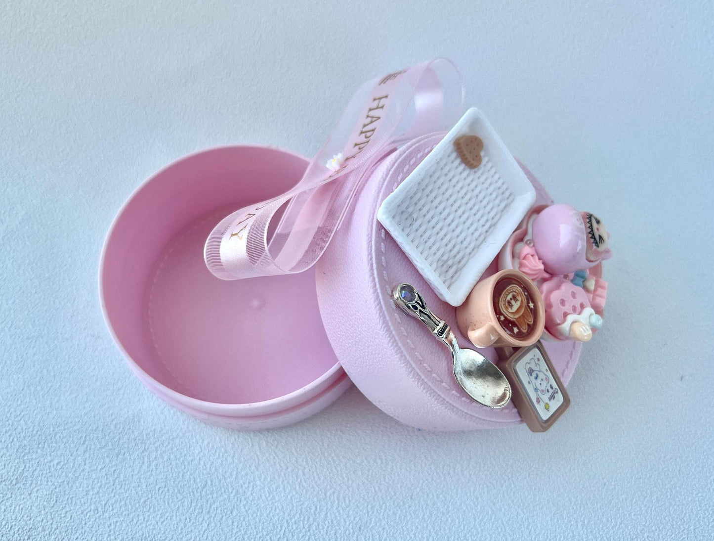 Labubu Theme Jewelry Box Round Storage Box Jewelry Organizer Small Accessories Birthday Gift