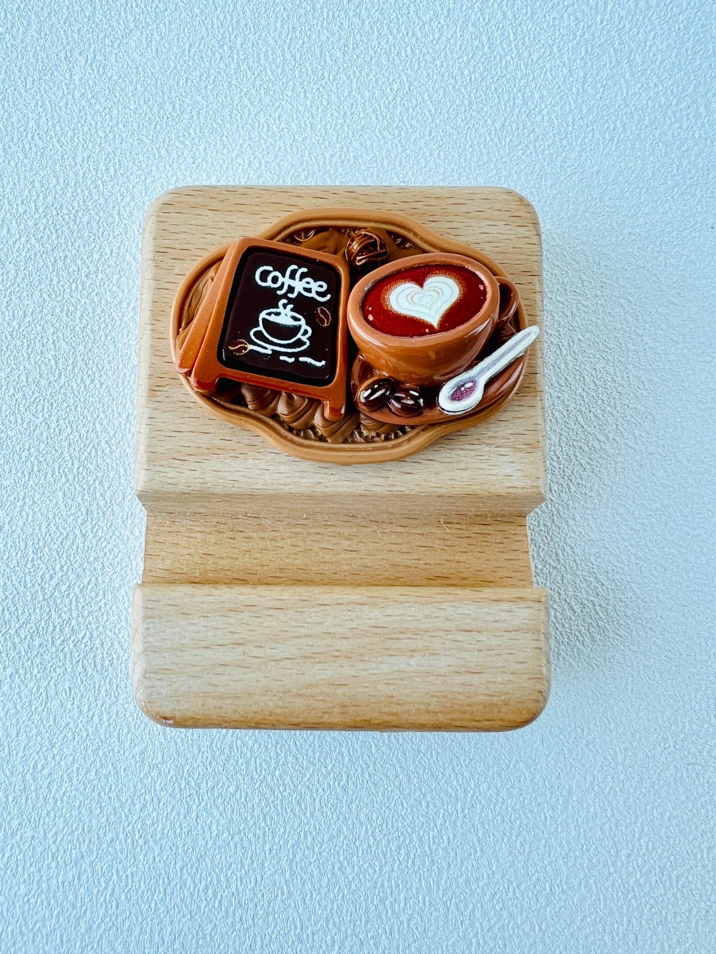 Food Themed Personalized Name Engraving Phone Dock Miniature Food Wooden Phone Support Phone Holder Desk Decor Adorable Gift