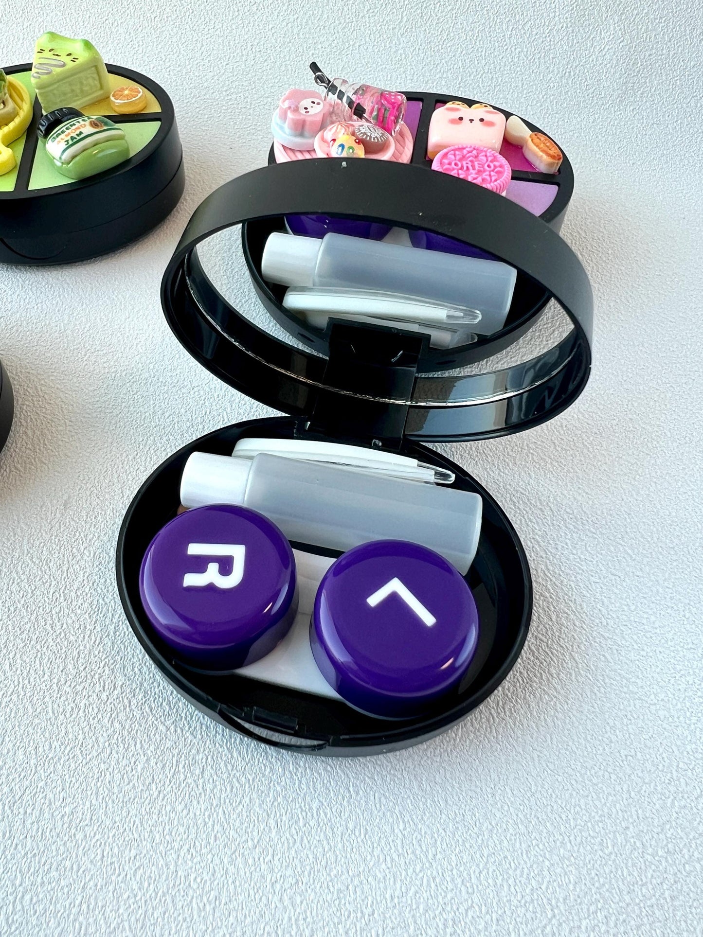 Colorful Contact Lens Case with Cute Food & Animal Charms