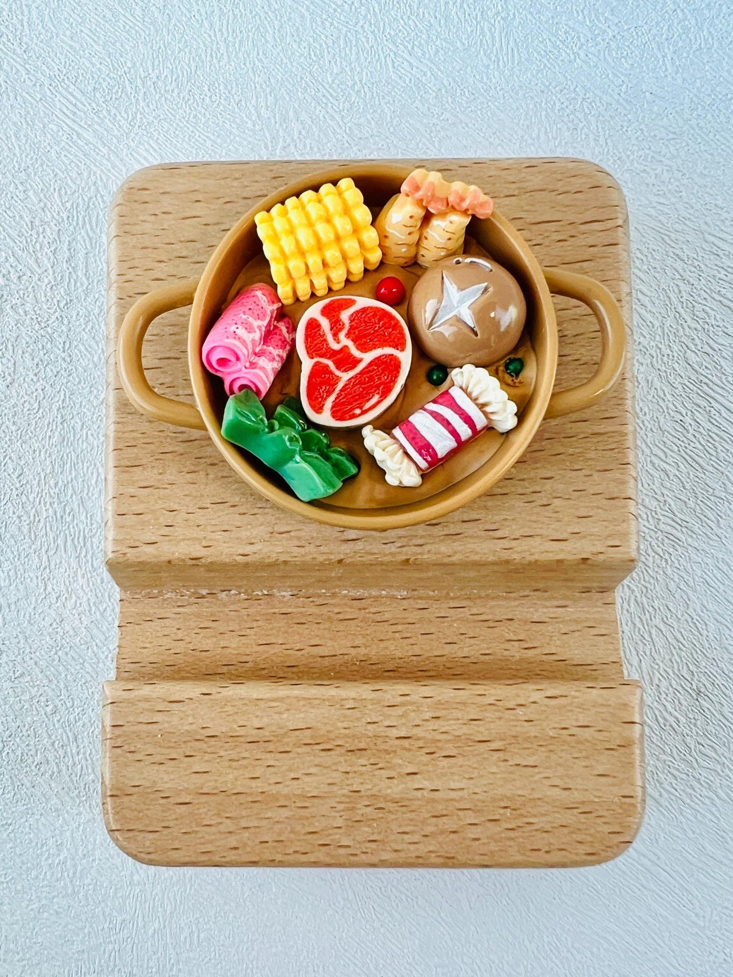 Food Themed Personalized Engraving Phone Stand Wooden Phone Support Cute Phone Holder Miniature Food Desk Decoration Adorable Gift