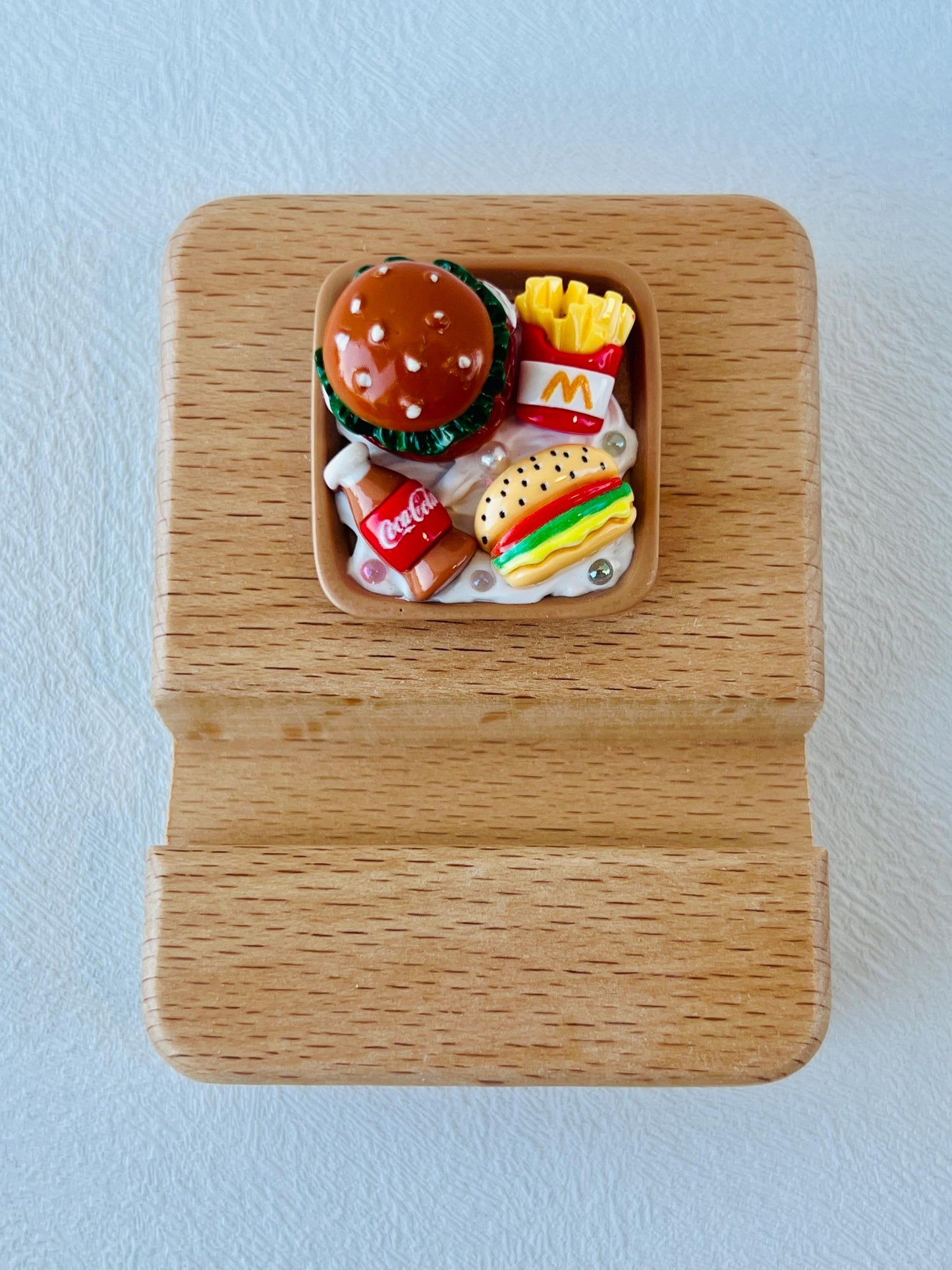 Fast Food Themed Personalized Name Engraving Wooden Phone Stand