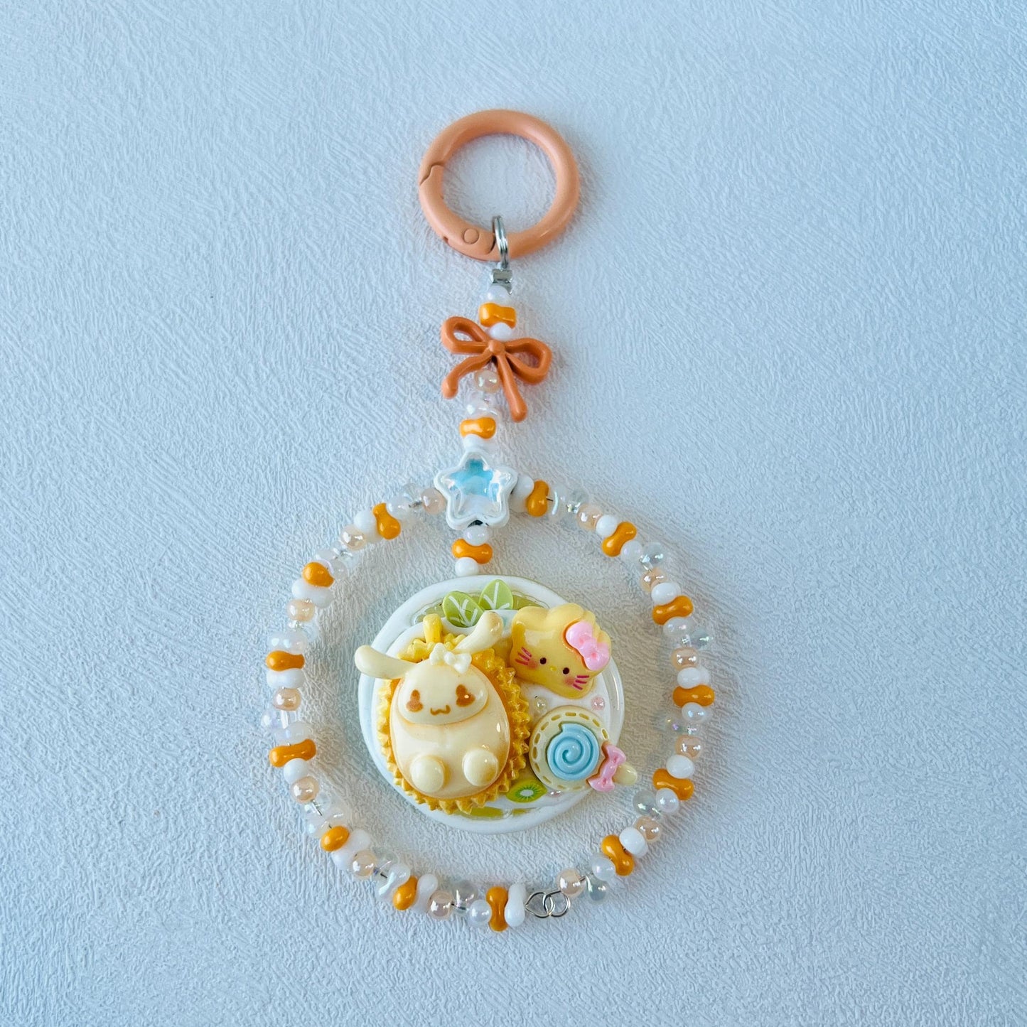 Miniature Food Themed Keychain Handmade Beaded Bag Charm Kawaii Hanging Decor