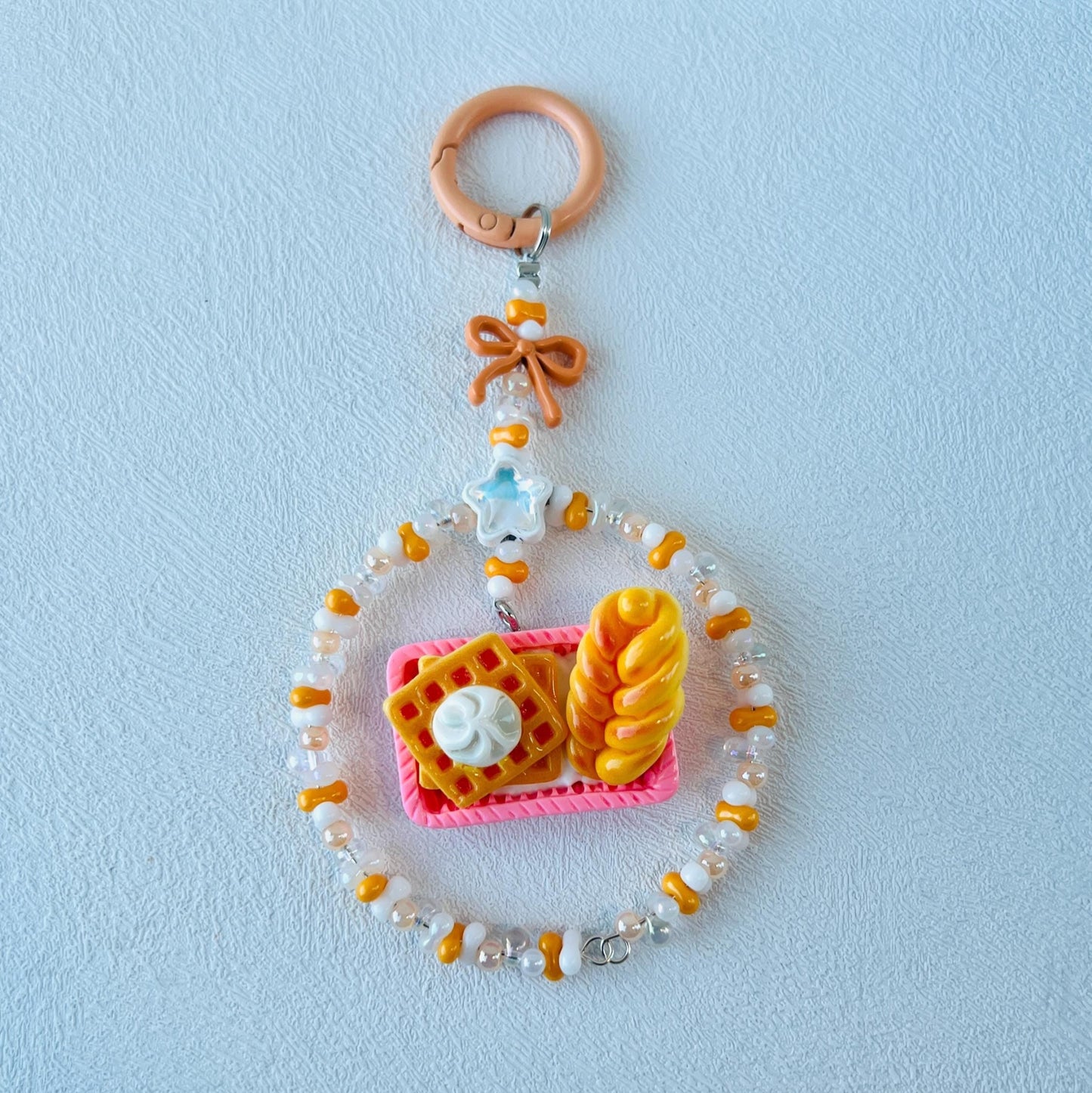 Miniature Food Themed Keychain Handmade Beaded Bag Charm Kawaii Hanging Decor