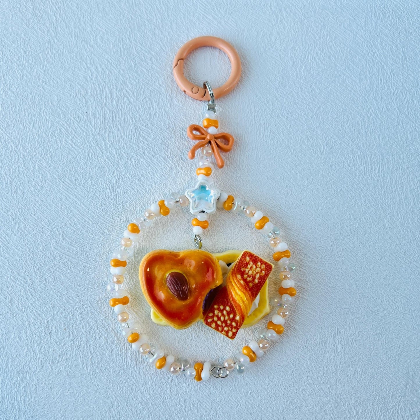 Miniature Food Themed Keychain Handmade Beaded Bag Charm Kawaii Hanging Decor