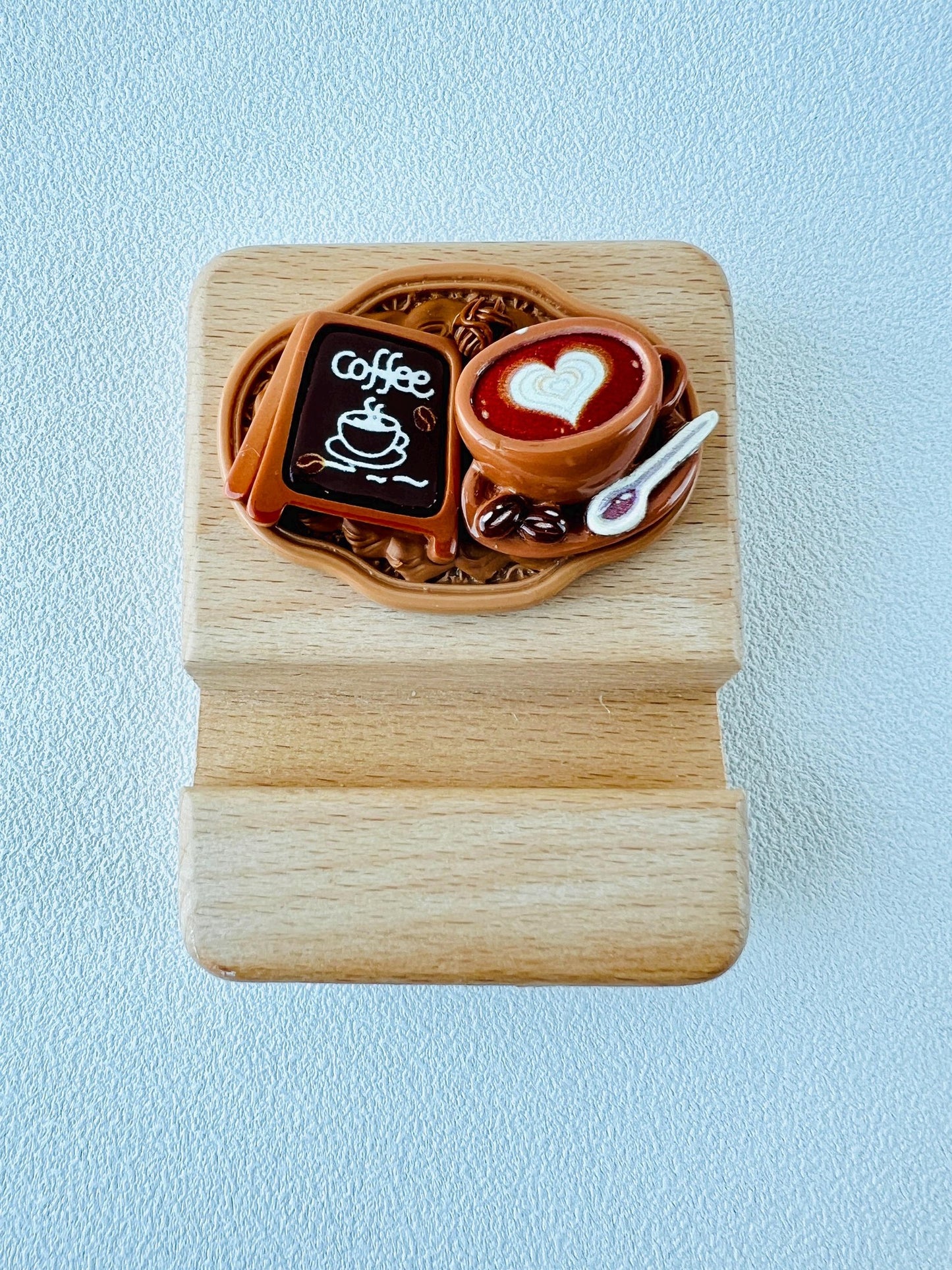 Food Themed Personalized Name Engraving Phone Dock Miniature Food Wooden Phone Support Phone Holder Desk Decor Adorable Gift