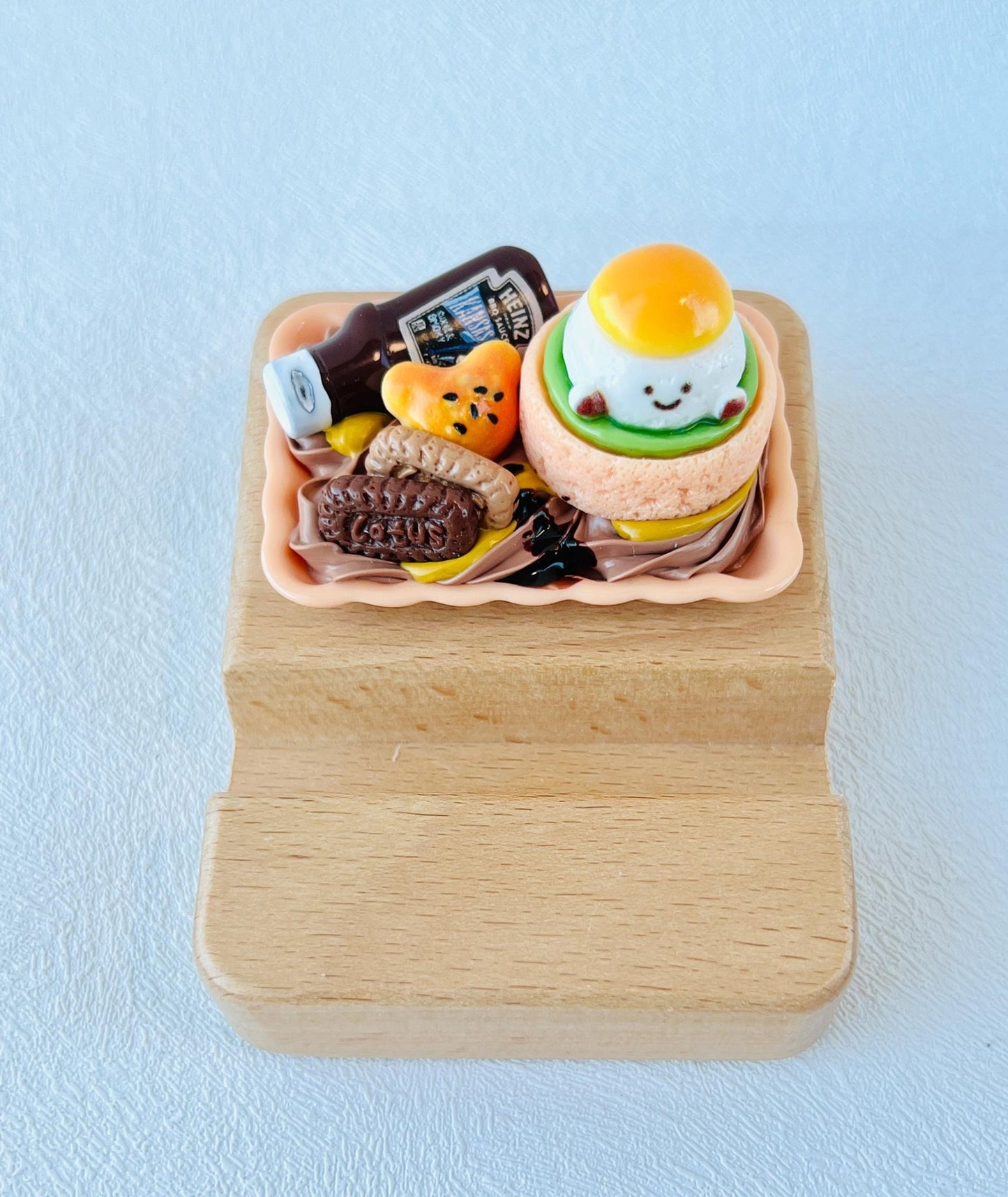 Food Theme Personalized Engraving Phone Stand Miniature Food Wooden Phone Support Phone Holder Desk Decor Adorable Gift
