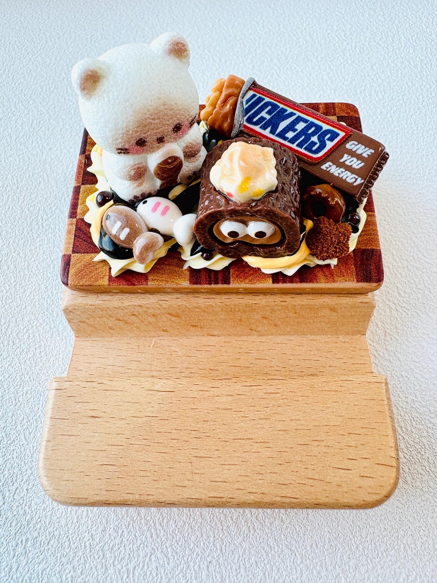 Cat Theme Personalized Engraving Phone Stand Kitten Wooden Phone Support Unique Phone Holder Desk Decor Adorable Gift