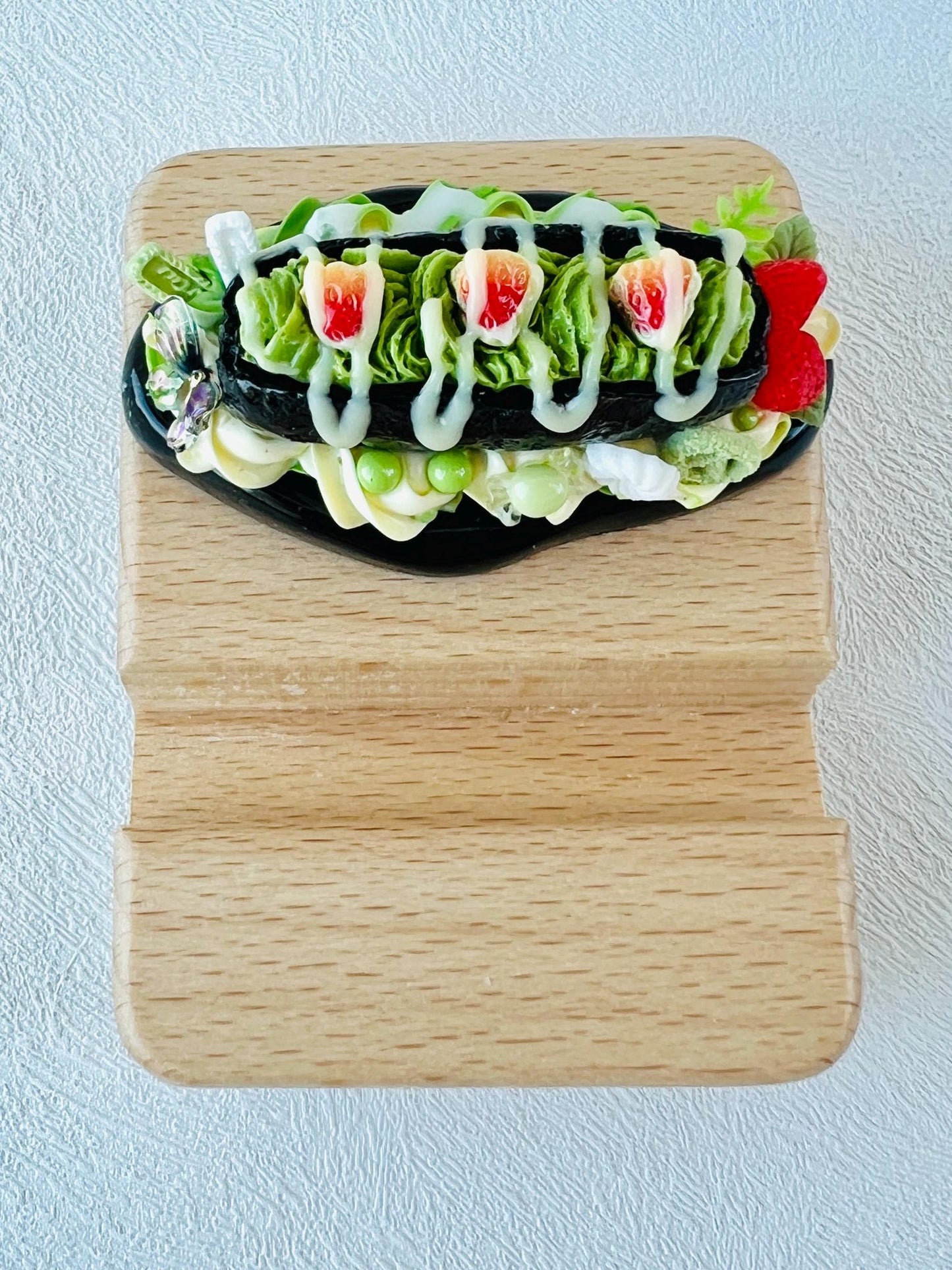 Food Themed Personalized Engraving Phone Stand Wooden Phone Support Cute Phone Holder Desk Decoration Unique Phone Stand for Gifts