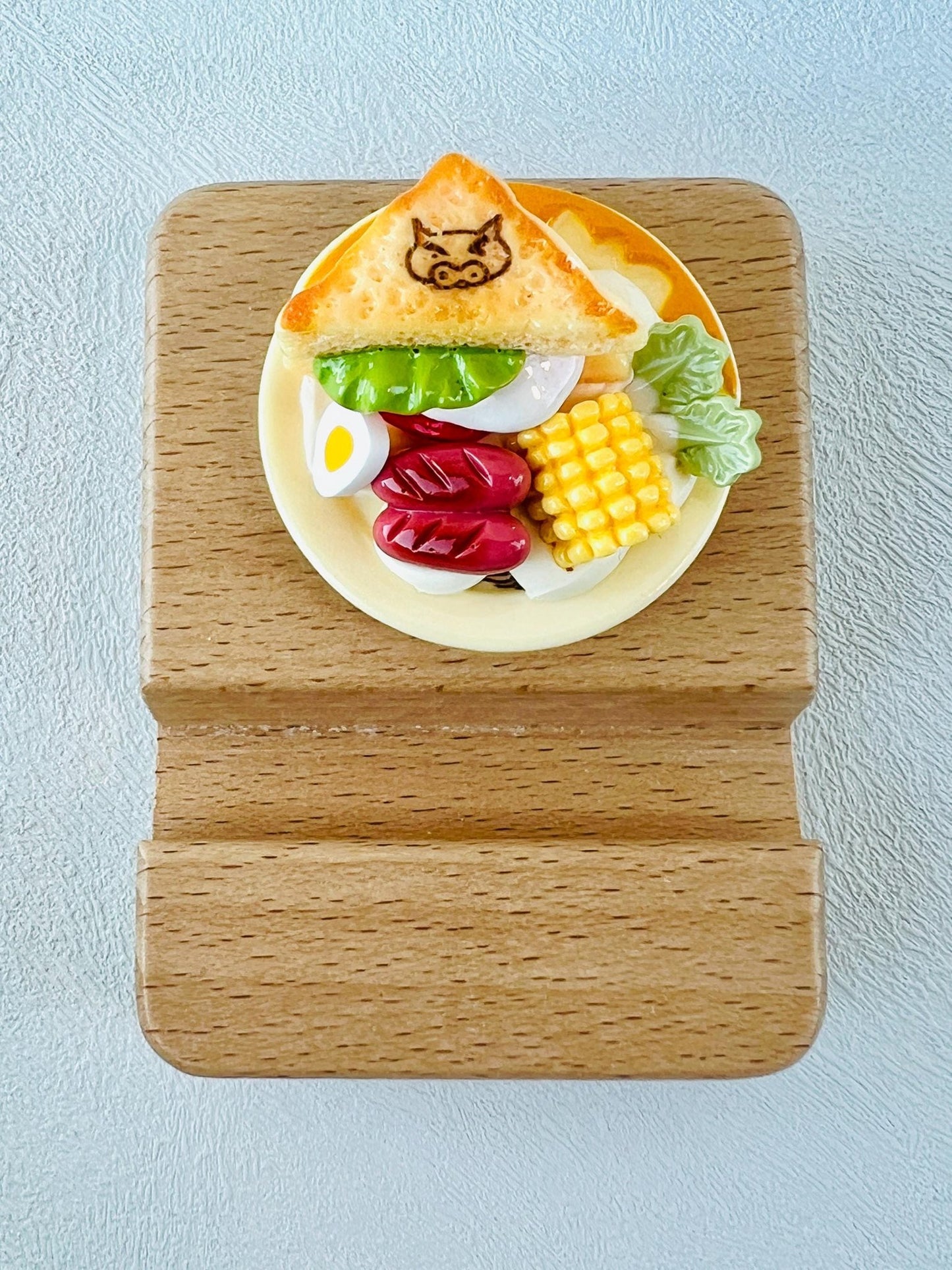 Food Themed Personalized Engraving Phone Stand Wooden Phone Support Cute Phone Holder Miniature Food Desk Decoration Adorable Gift