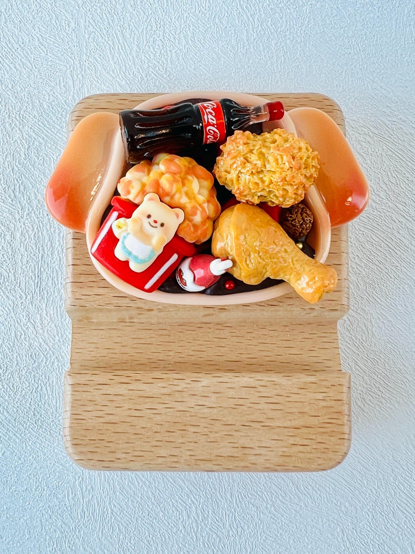 Fast Food Themed Personalized Name Engraving Wooden Phone Stand