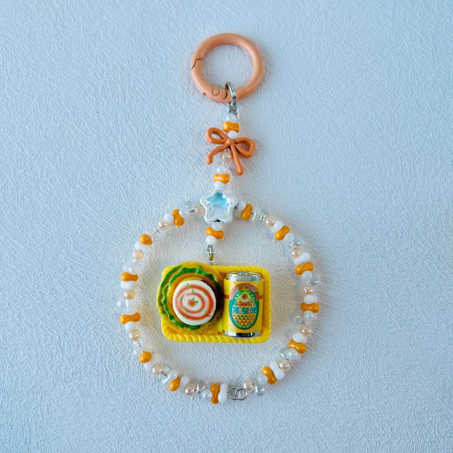 Miniature Food Themed Keychain Handmade Beaded Bag Charm Kawaii Hanging Decor