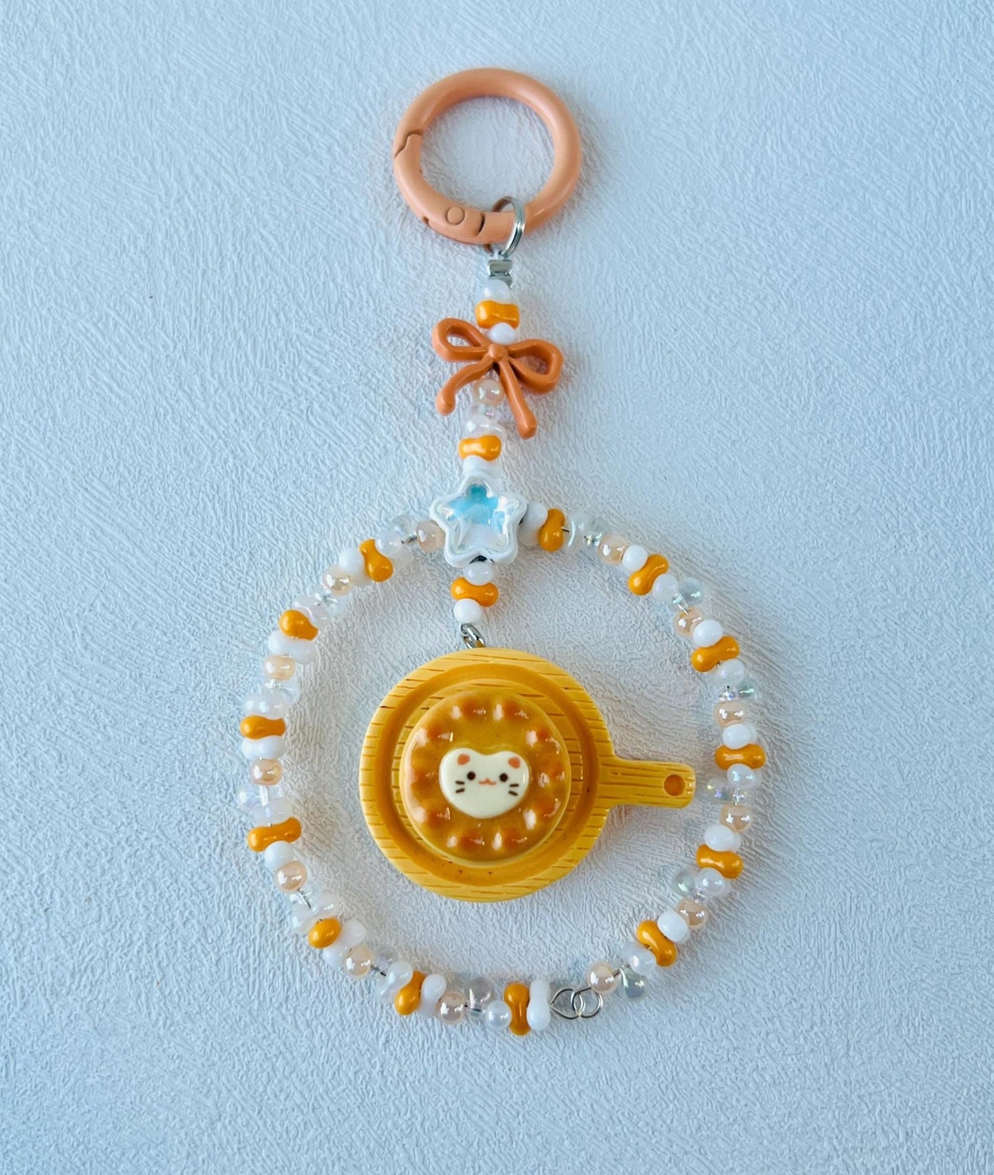 Miniature Food Themed Keychain Handmade Beaded Bag Charm Kawaii Hanging Decor