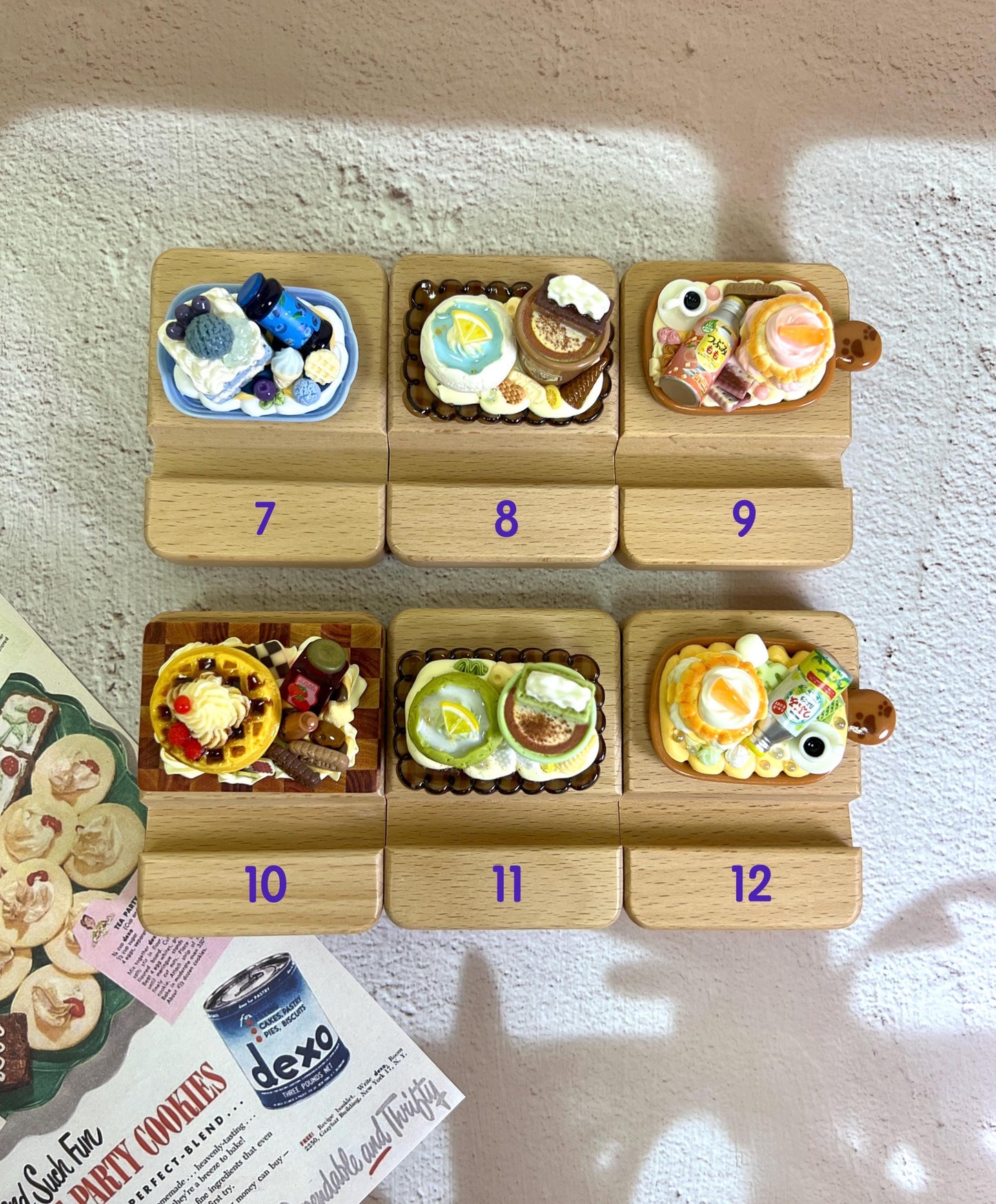 Personalized Phone Stand Cute Dessert Theme Wooden iPhone Holder Personalized Gift Desk Decoration Cute Custom Gift Desk Organizer