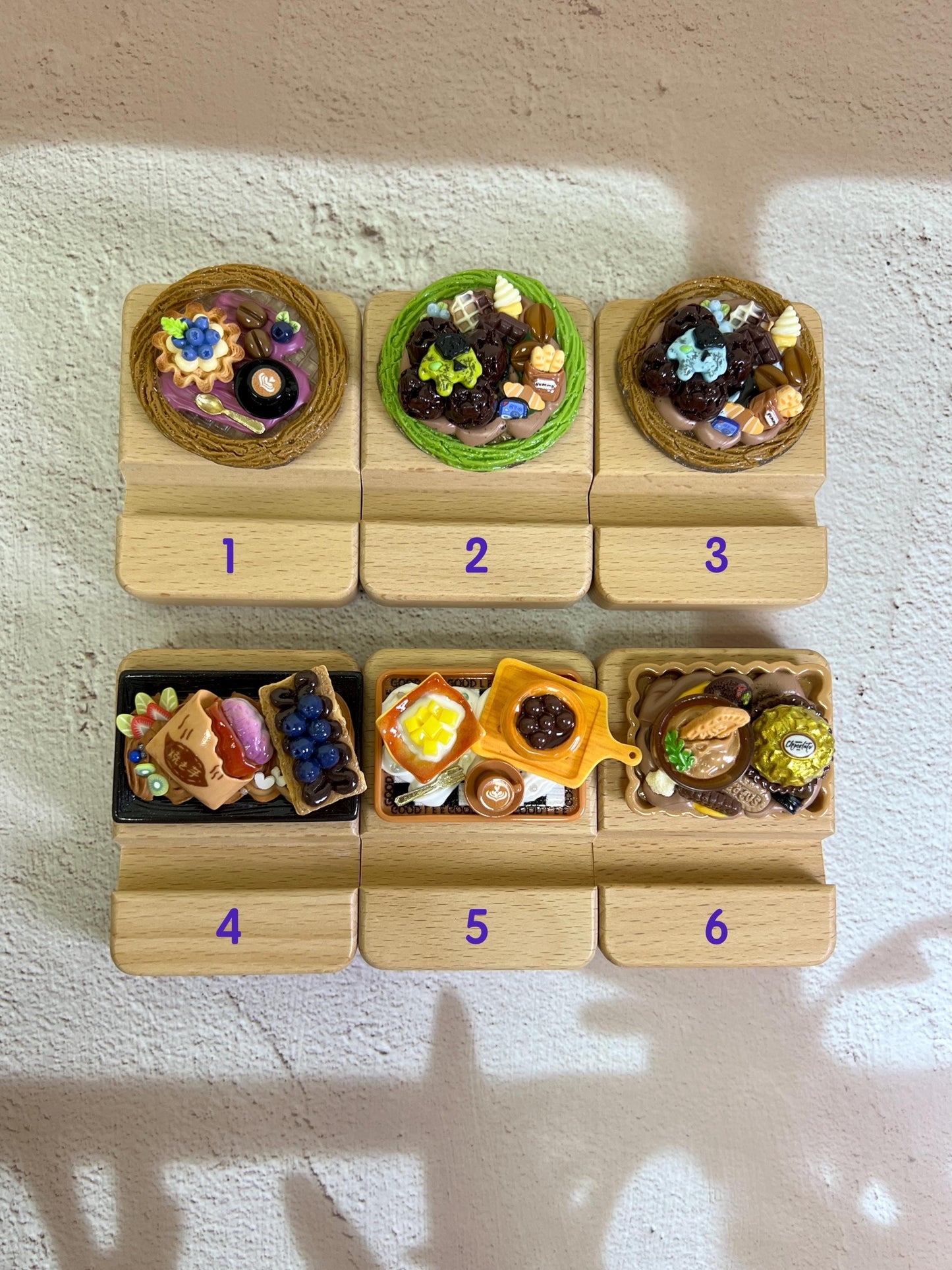 Personalized Phone Stand Cute Dessert Theme Wooden iPhone Holder Personalized Gift Desk Decoration Cute Custom Gift Desk Organizer