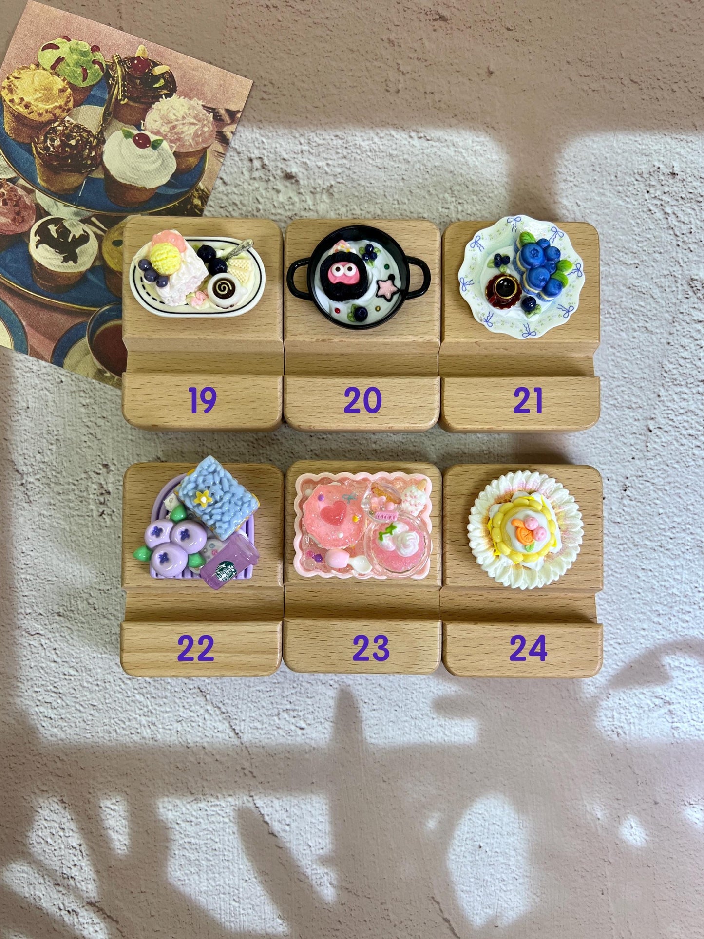 Personalized Phone Stand Cute Dessert Theme Wooden iPhone Holder Personalized Gift Desk Decoration Cute Custom Gift Desk Organizer