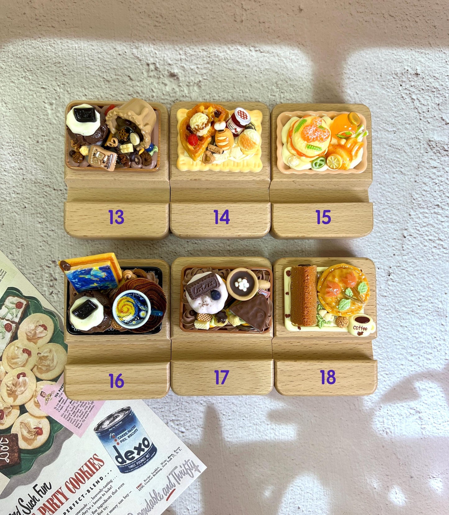 Personalized Phone Stand Cute Dessert Theme Wooden iPhone Holder Personalized Gift Desk Decoration Cute Custom Gift Desk Organizer