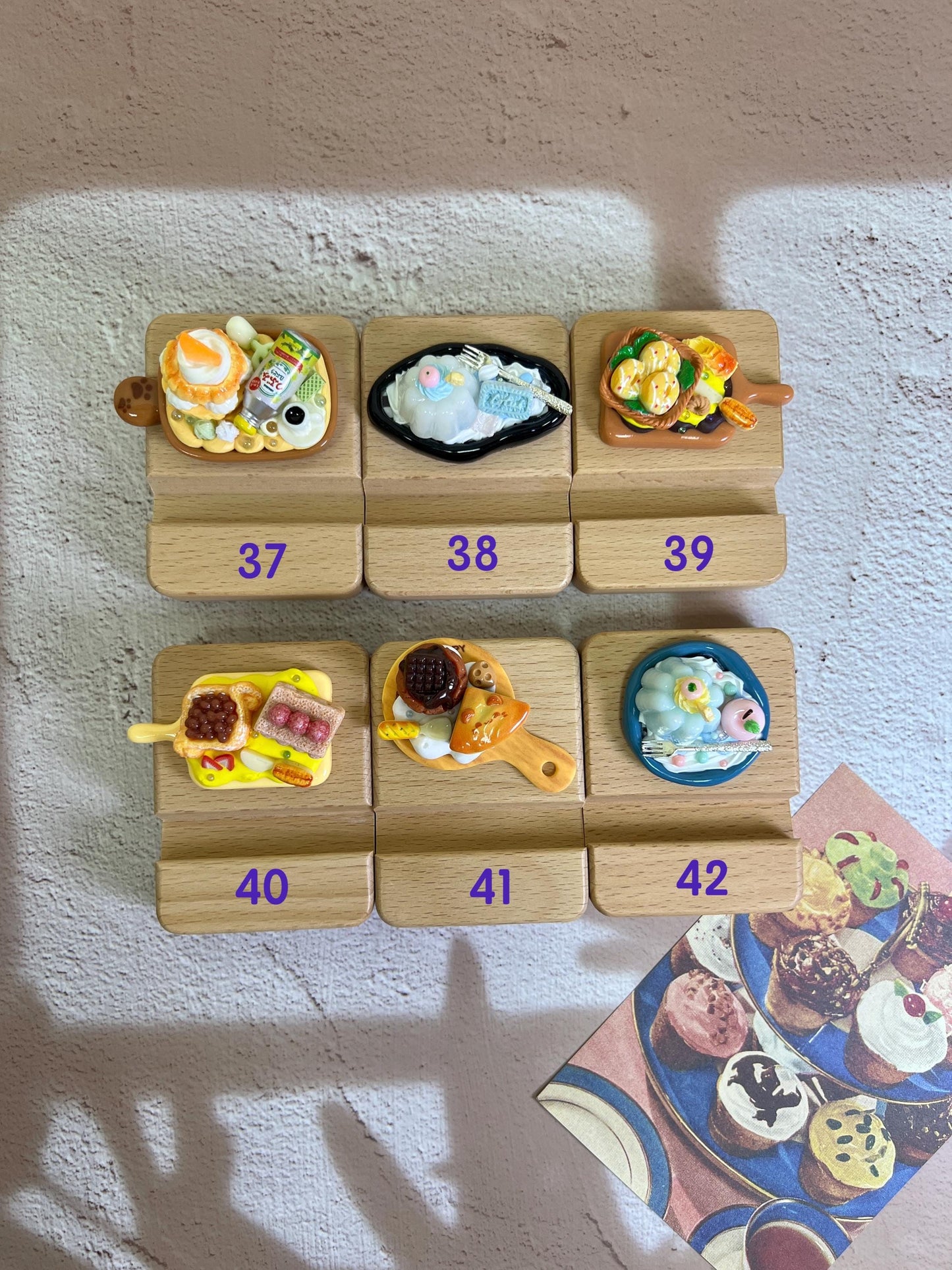 Personalized Phone Stand Cute Dessert Theme Wooden iPhone Holder Personalized Gift Desk Decoration Cute Custom Gift Desk Organizer