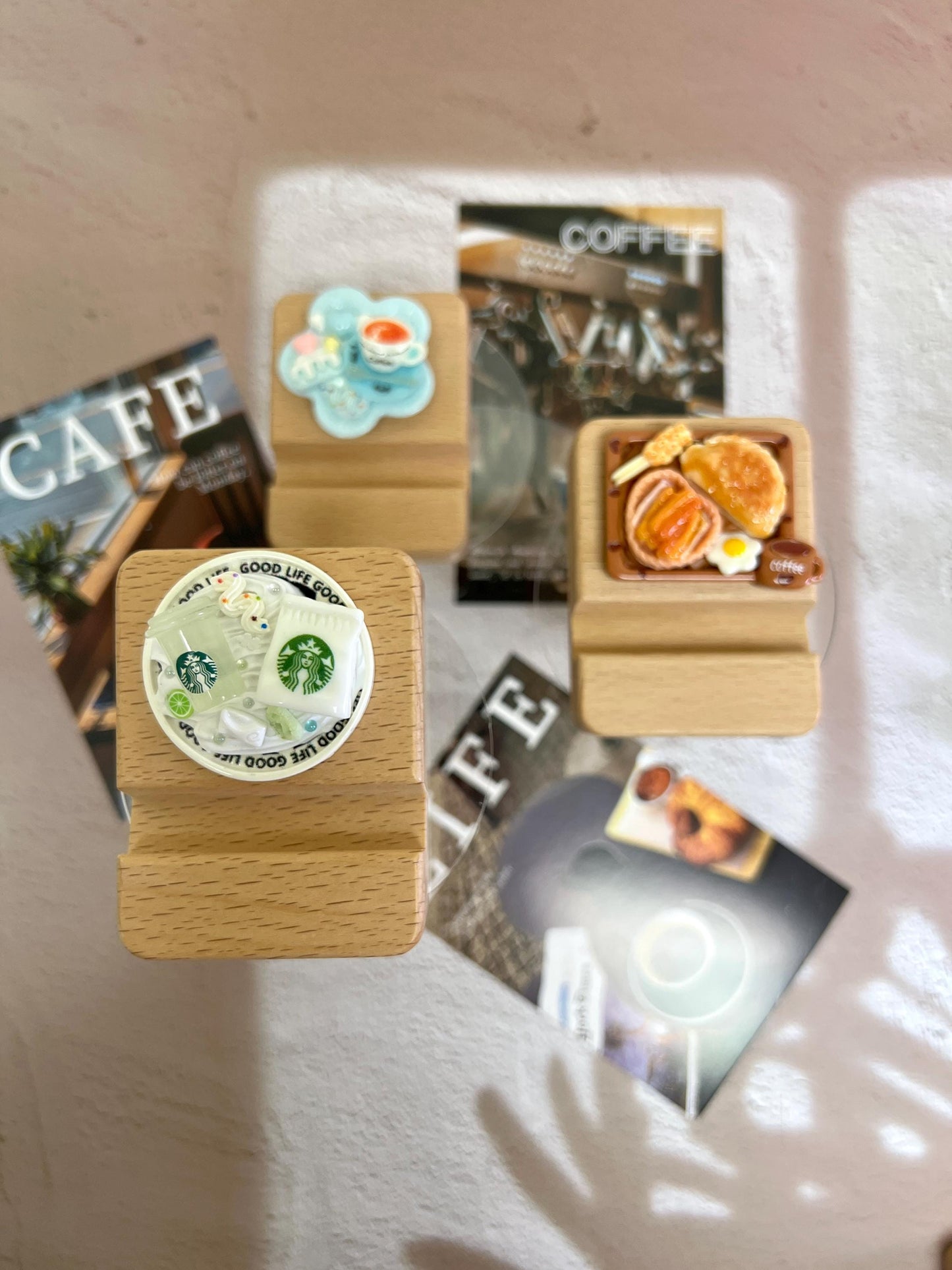Personalized Phone Stand Coffee Theme Name Engraved Wooden Phone Stand Personalized Gift Desk Decoration Coffee Lovers Gift Idea