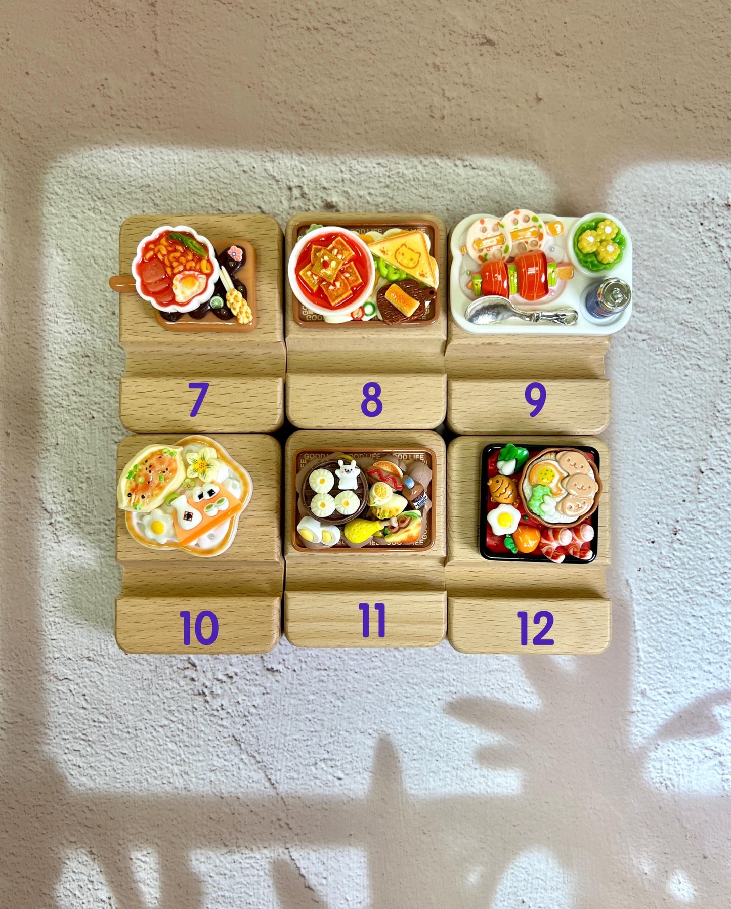 Cute Personalized Phone Stand Asian Food Theme Wooden Phone Holder Name Engraved Personalized Gift Desk Decoration Kawaii Phone Stand