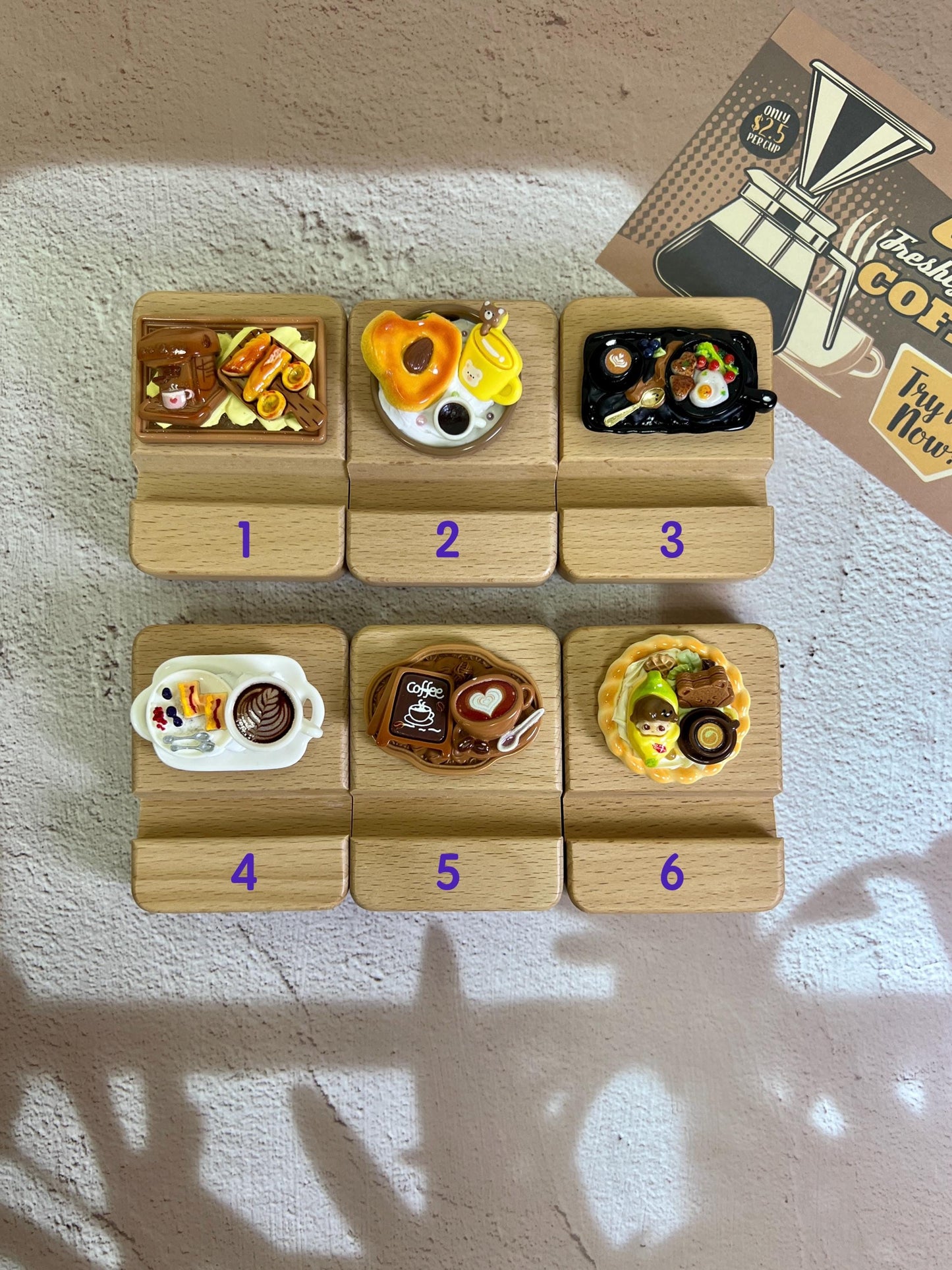 Personalized Phone Stand Coffee Theme Name Engraved Wooden Phone Stand Personalized Gift Desk Decoration Coffee Lovers Gift Idea