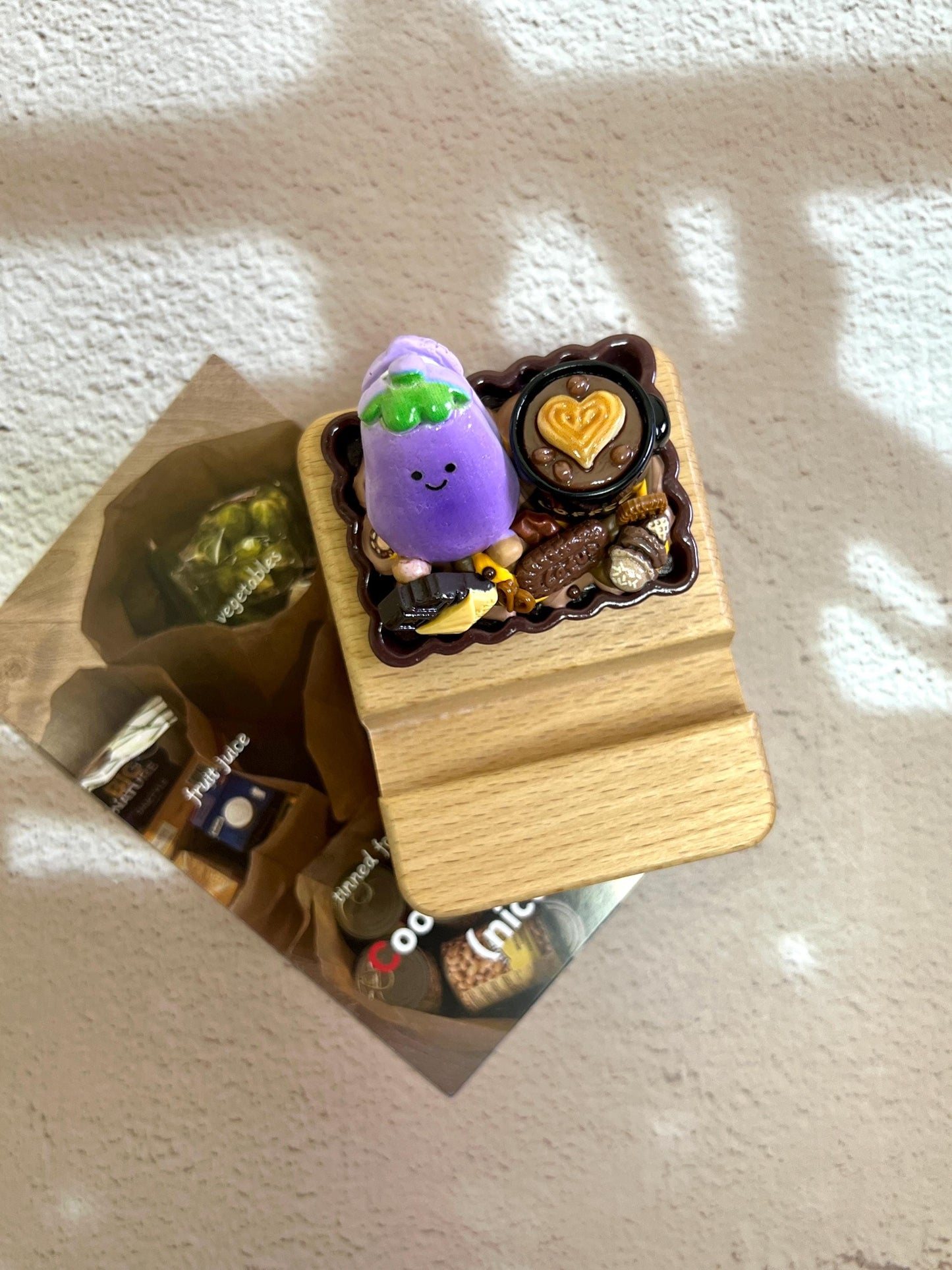 Cute Personalized Phone Stand Veggie & Fruits Name Engraved Wooden Phone Holder Personalized Gift Desk Decorative One-of-a-kind phone stand