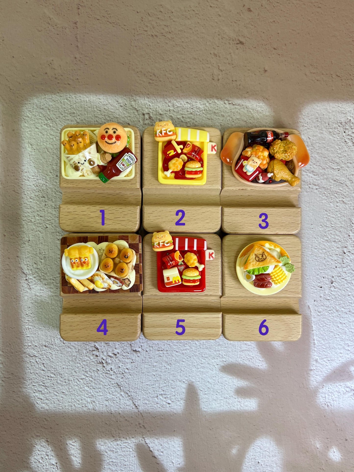 Personalized Phone Stand Fast Food Theme Name Engraved Wooden Phone Stand Personalized Gift Desk Decoration Kawaii Gift