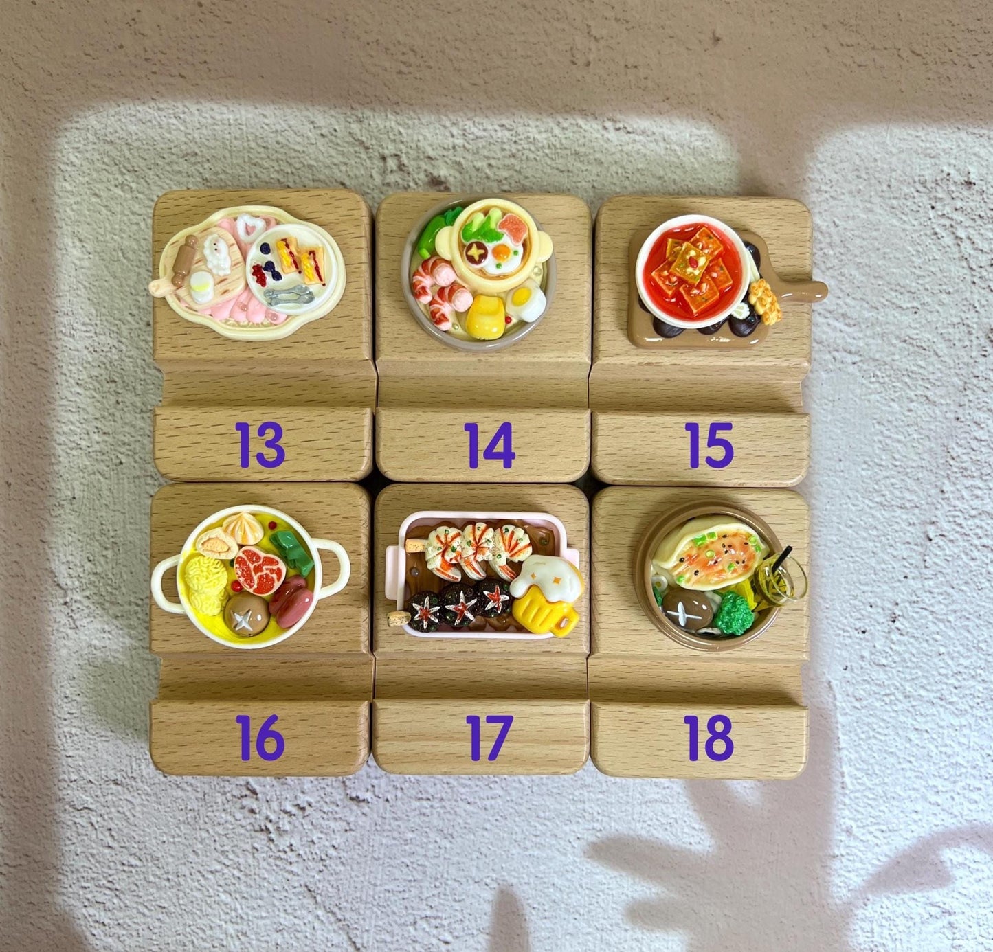 Cute Personalized Phone Stand Asian Food Theme Wooden Phone Holder Name Engraved Personalized Gift Desk Decoration Kawaii Phone Stand