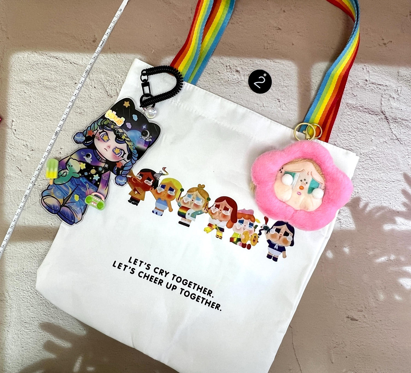 Crybaby Tote Bag Set with Big Acrylic Bag Charm Crybaby Accessory Crybaby Keychain Crybaby Charm
