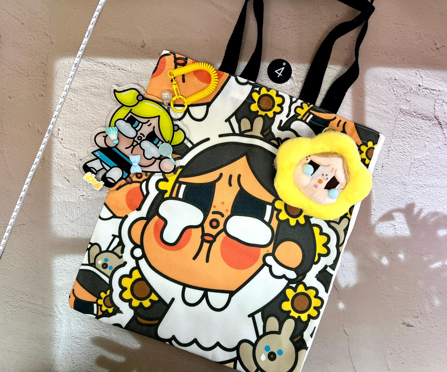 Crybaby Tote Bag Set with Big Acrylic Bag Charm Crybaby Accessory Crybaby Keychain Crybaby Charm