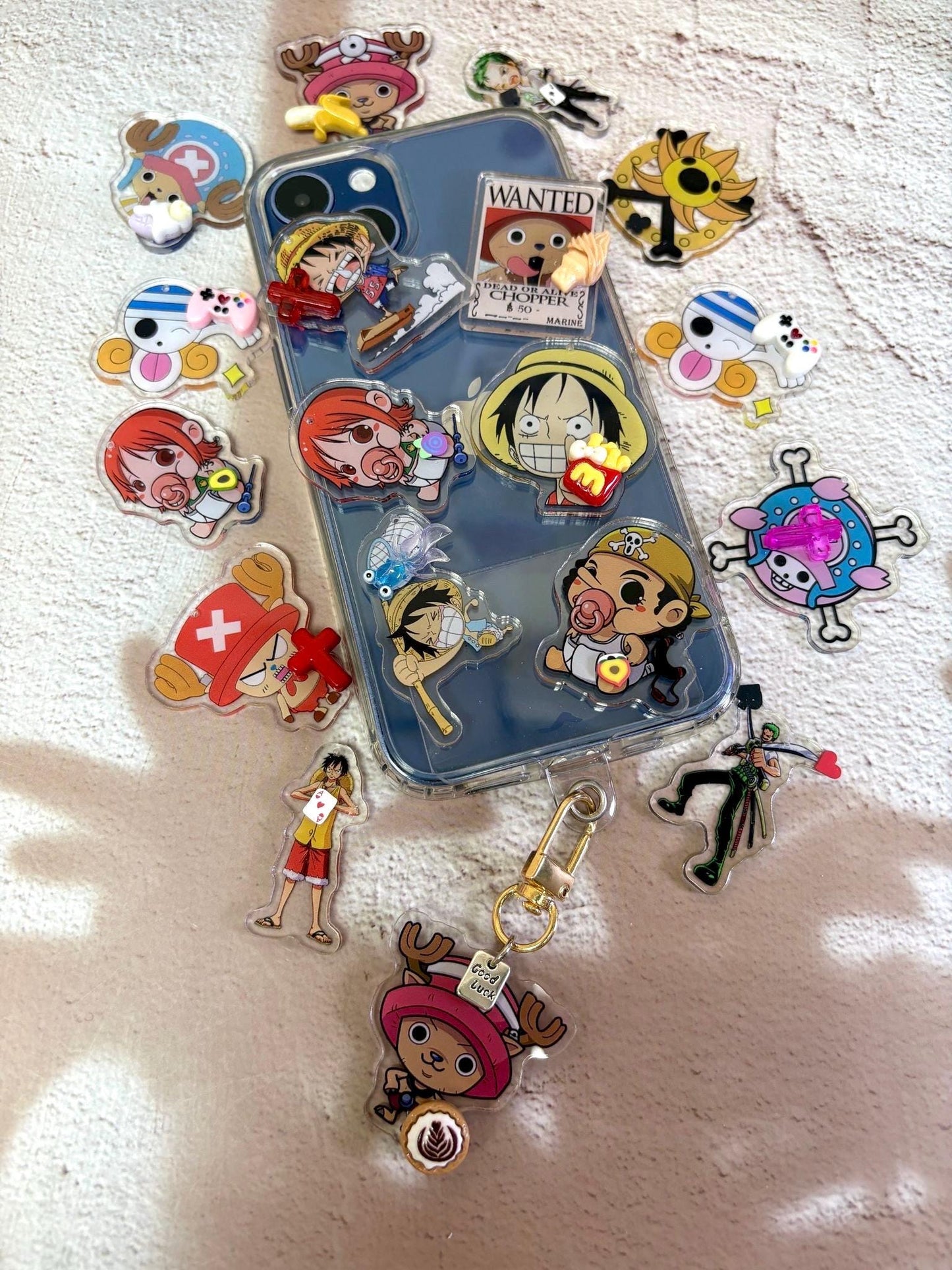 One Piece Anime Keychain Set 2x or 3x | One Piece Manga Key Charm Bag Accessories Handmade Acrylic Keychain Gift