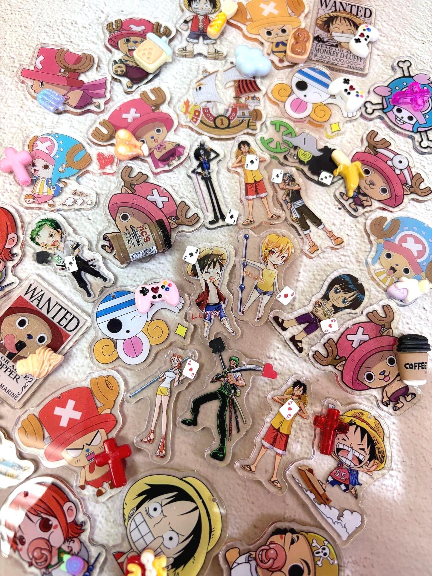 One Piece Anime Keychain Set 2x or 3x | One Piece Manga Key Charm Bag Accessories Handmade Acrylic Keychain Gift