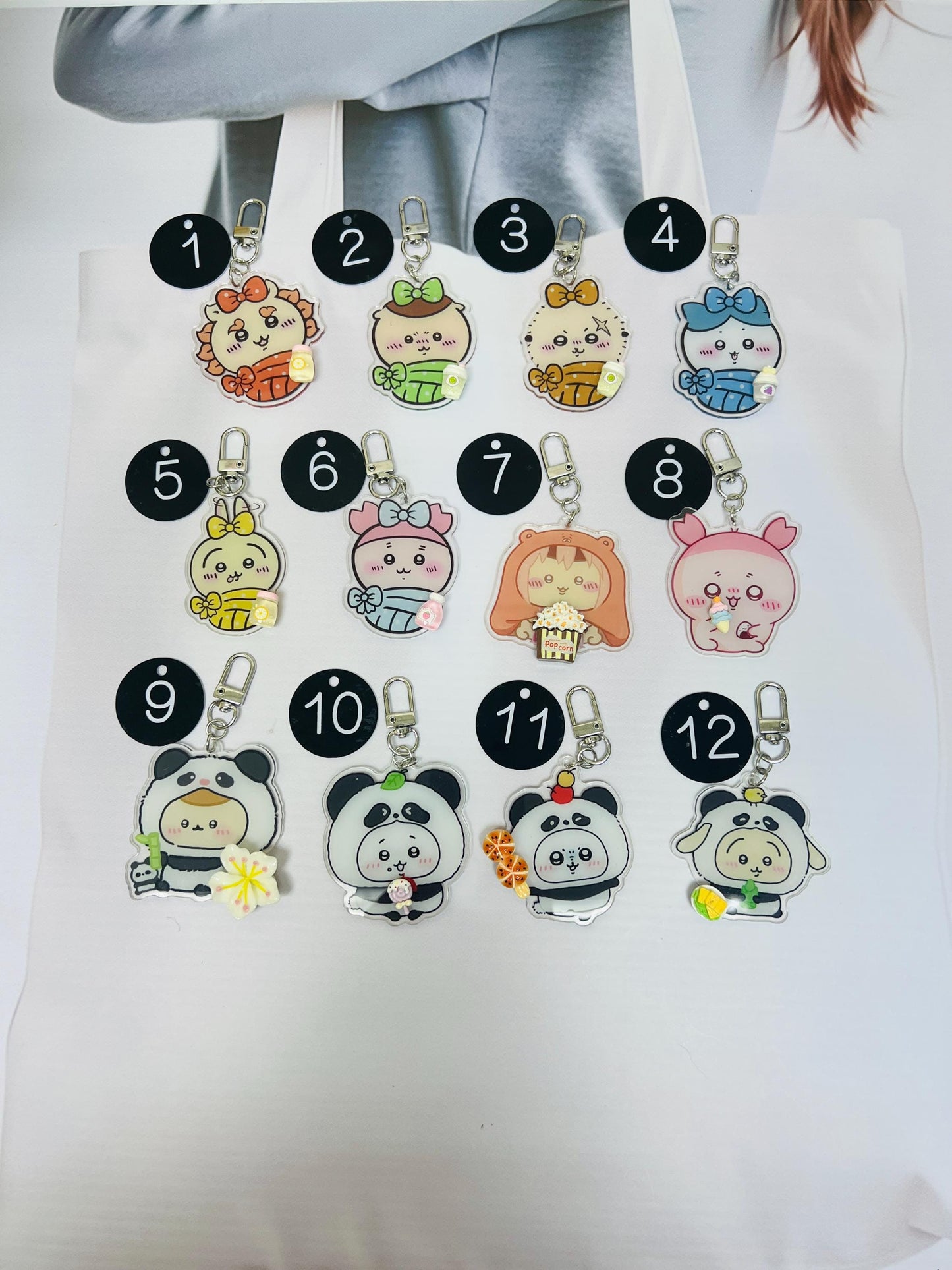 Chiikawa Keychain Decorated with Resin Charms | Kawaii Charm Bag Charm Handmade Accessory Acrylic Keychain Gift
