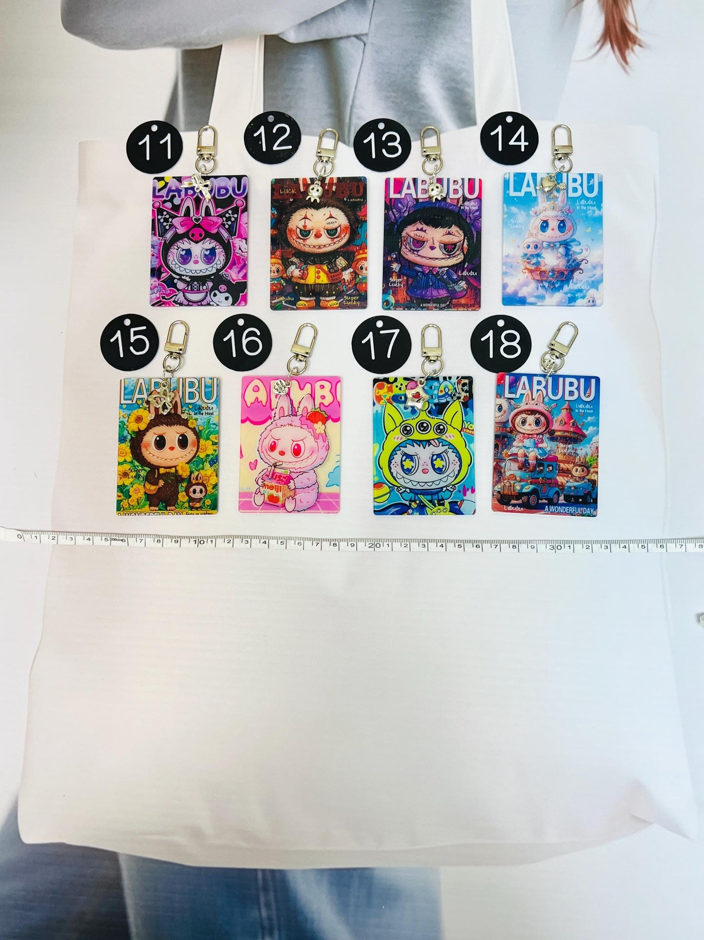 Labubu Keychain Decorated with Charms | Labubu Bag Charm Handmade Acrylic Keychain Gift