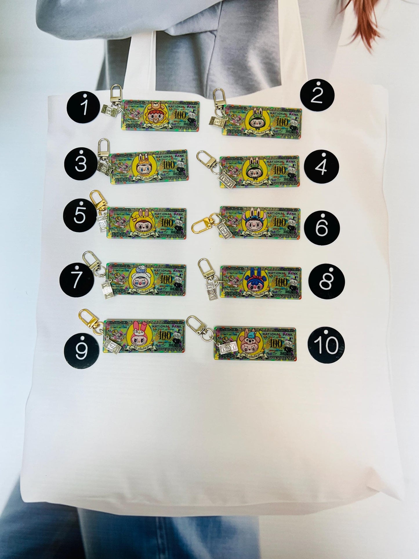 Labubu Keychain Decorated with Charms | Labubu Bag Charm Handmade Acrylic Keychain Gift