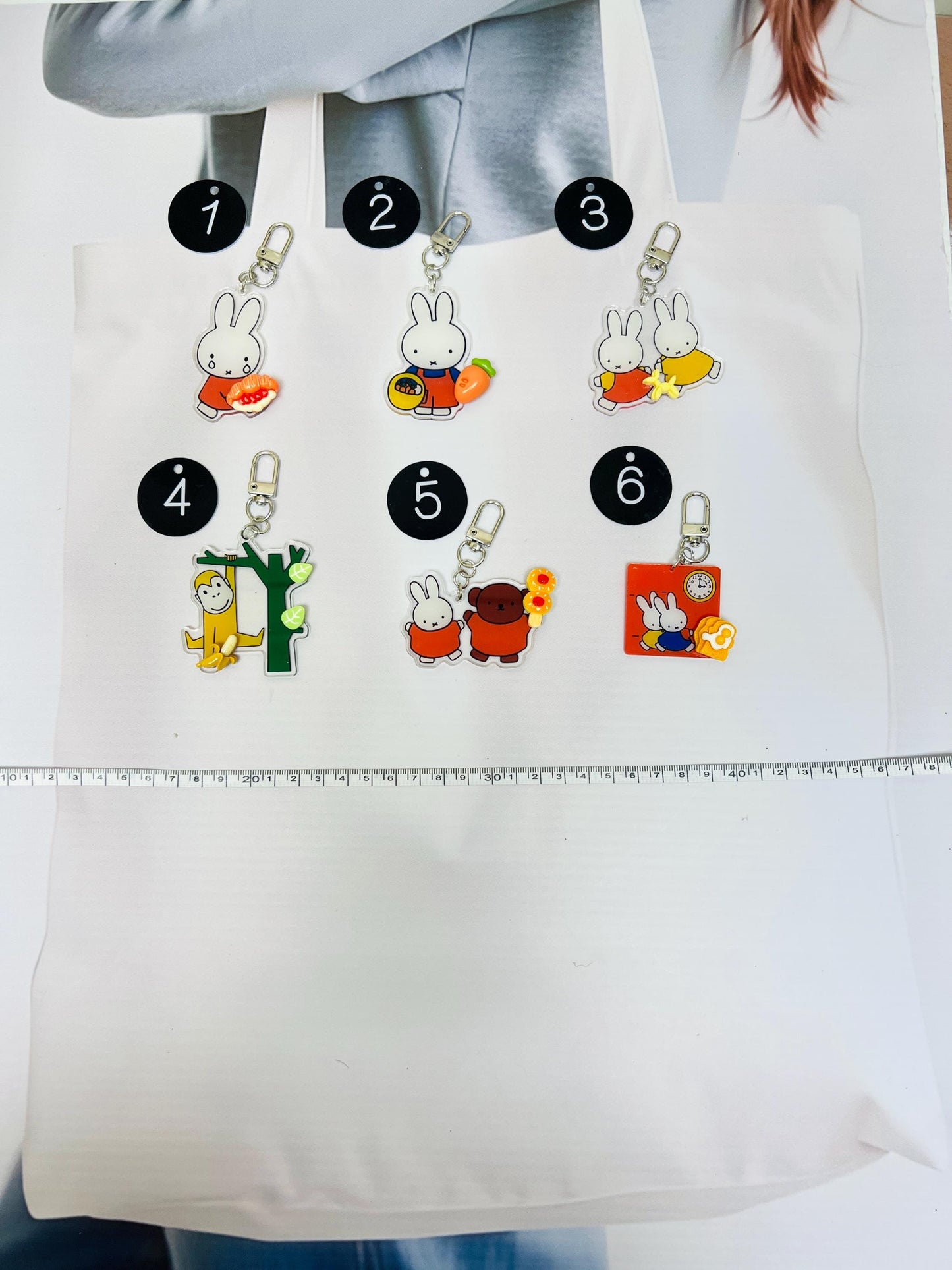 Miffy Keychain Decorated with Resin Charms | Miffy Acrylic Keyring Bag Accessory Keychain Gift
