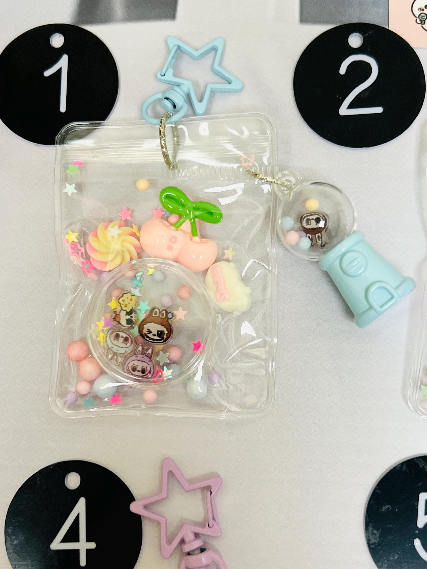 Labubu Keychain Decorated with Charms | Labubu Bag Charm Handmade Acrylic Keychain Gift