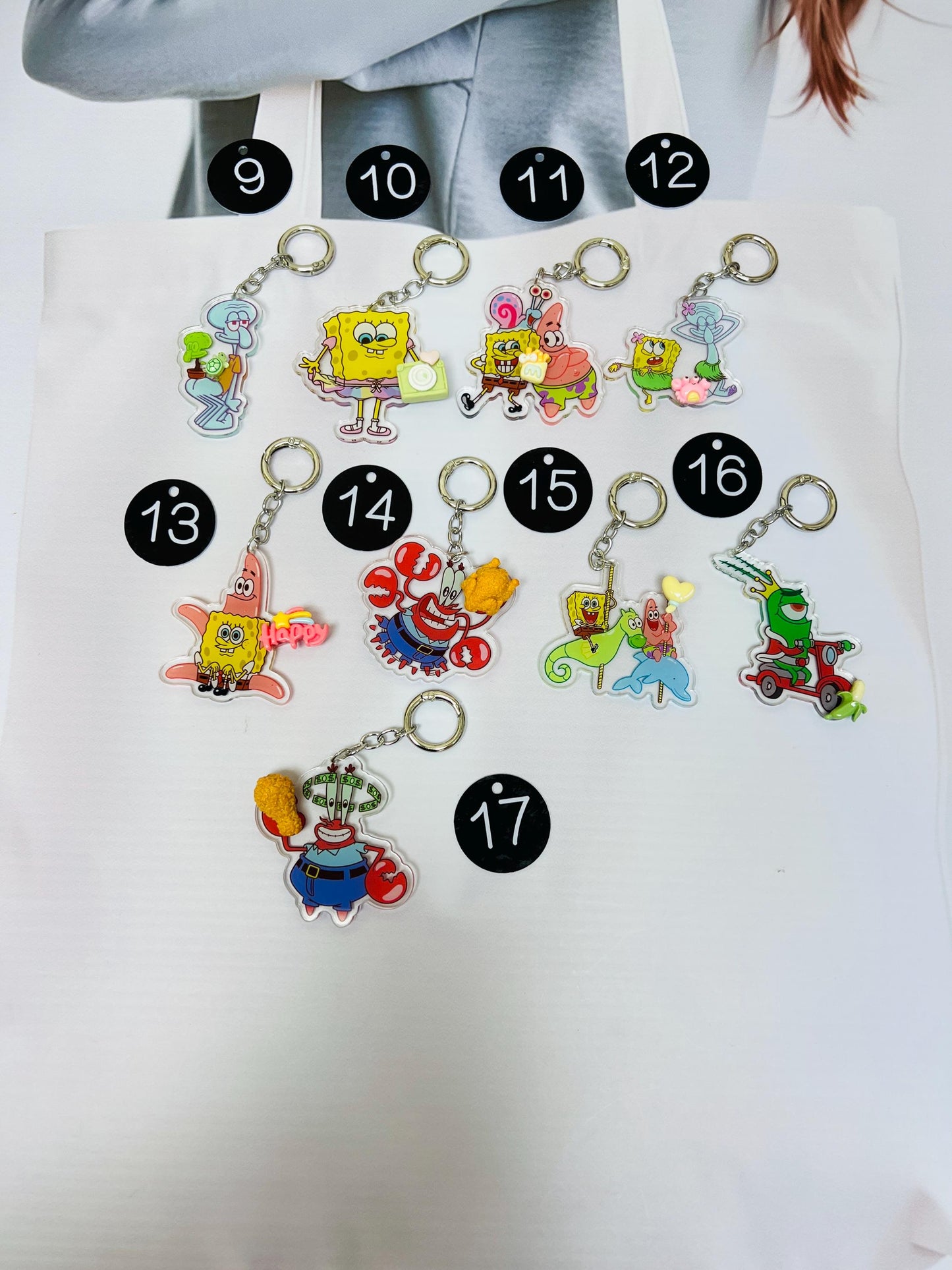 SpongeBob Keychain Decorated with Resin Charms | Kawaii Charm Bag Charm Handmade Accessory Acrylic Keychain Gift