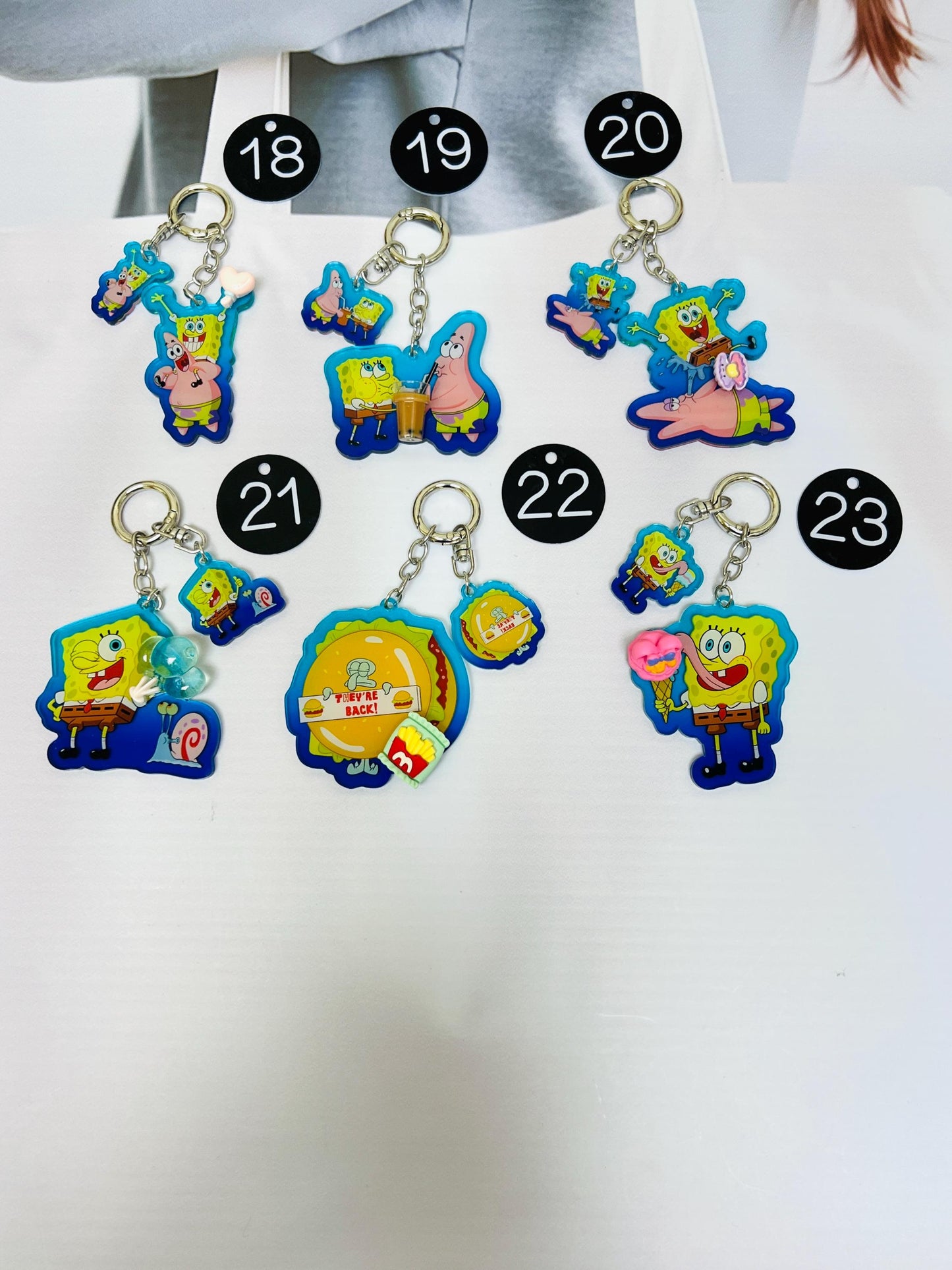 SpongeBob Keychain Decorated with Resin Charms | Kawaii Charm Bag Charm Handmade Accessory Acrylic Keychain Gift