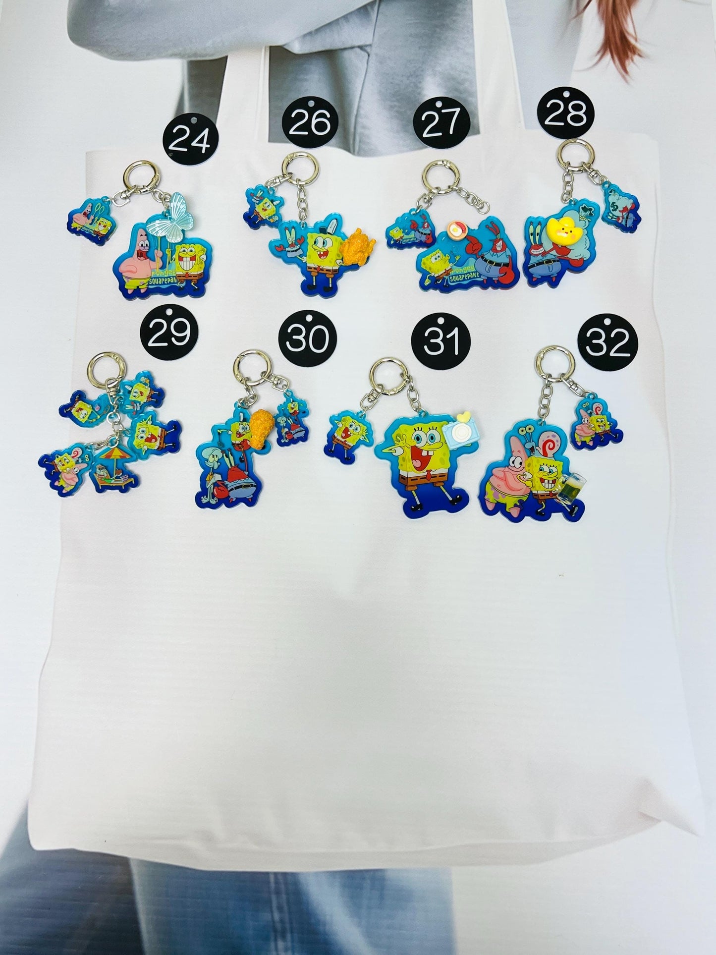 SpongeBob Keychain Decorated with Resin Charms | Kawaii Charm Bag Charm Handmade Accessory Acrylic Keychain Gift