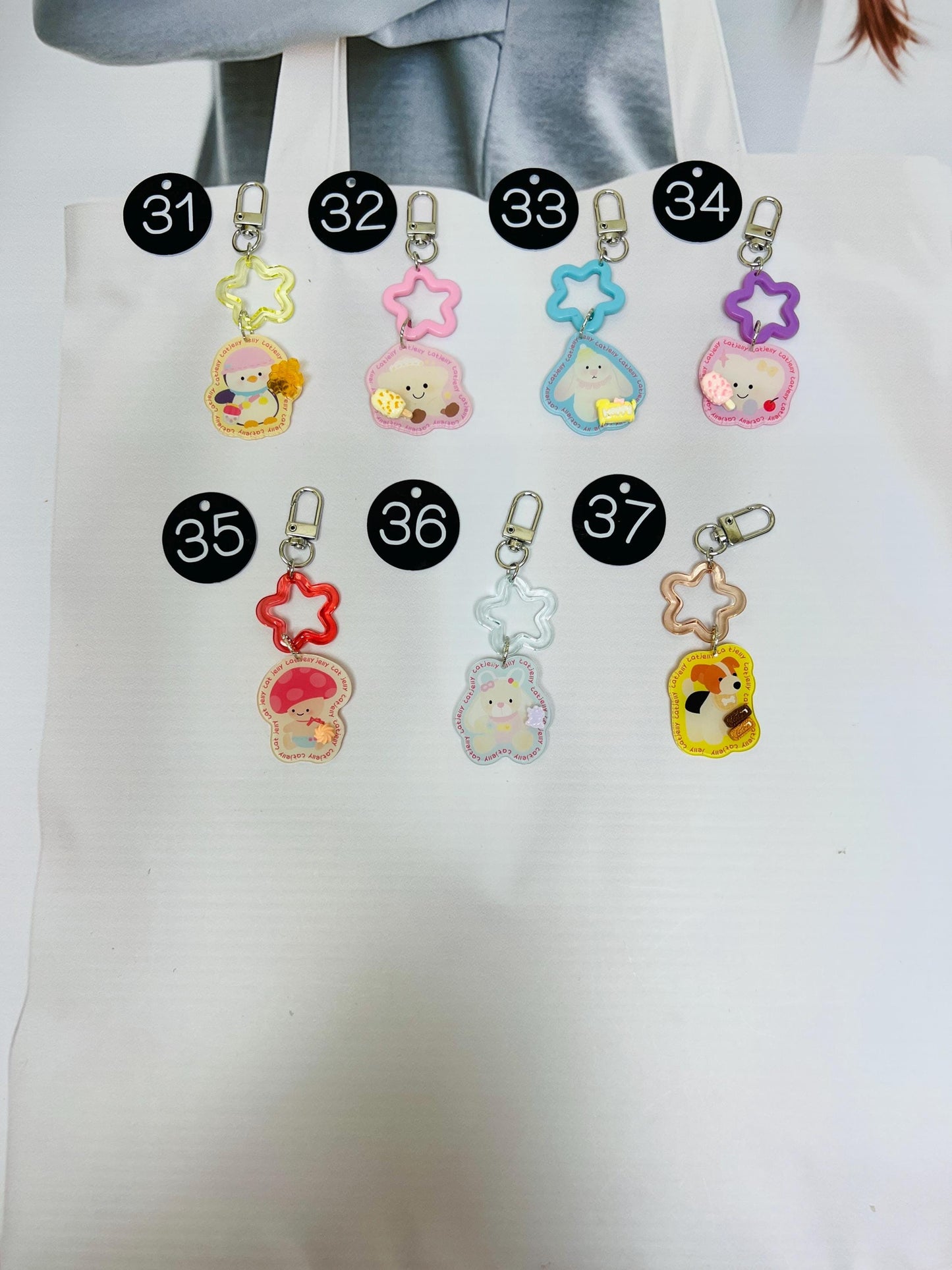 JC Keychain Decorated with Resin Charms | Kawaii Charm Bag Charm Handmade Accessory Acrylic Keychain Small Gift