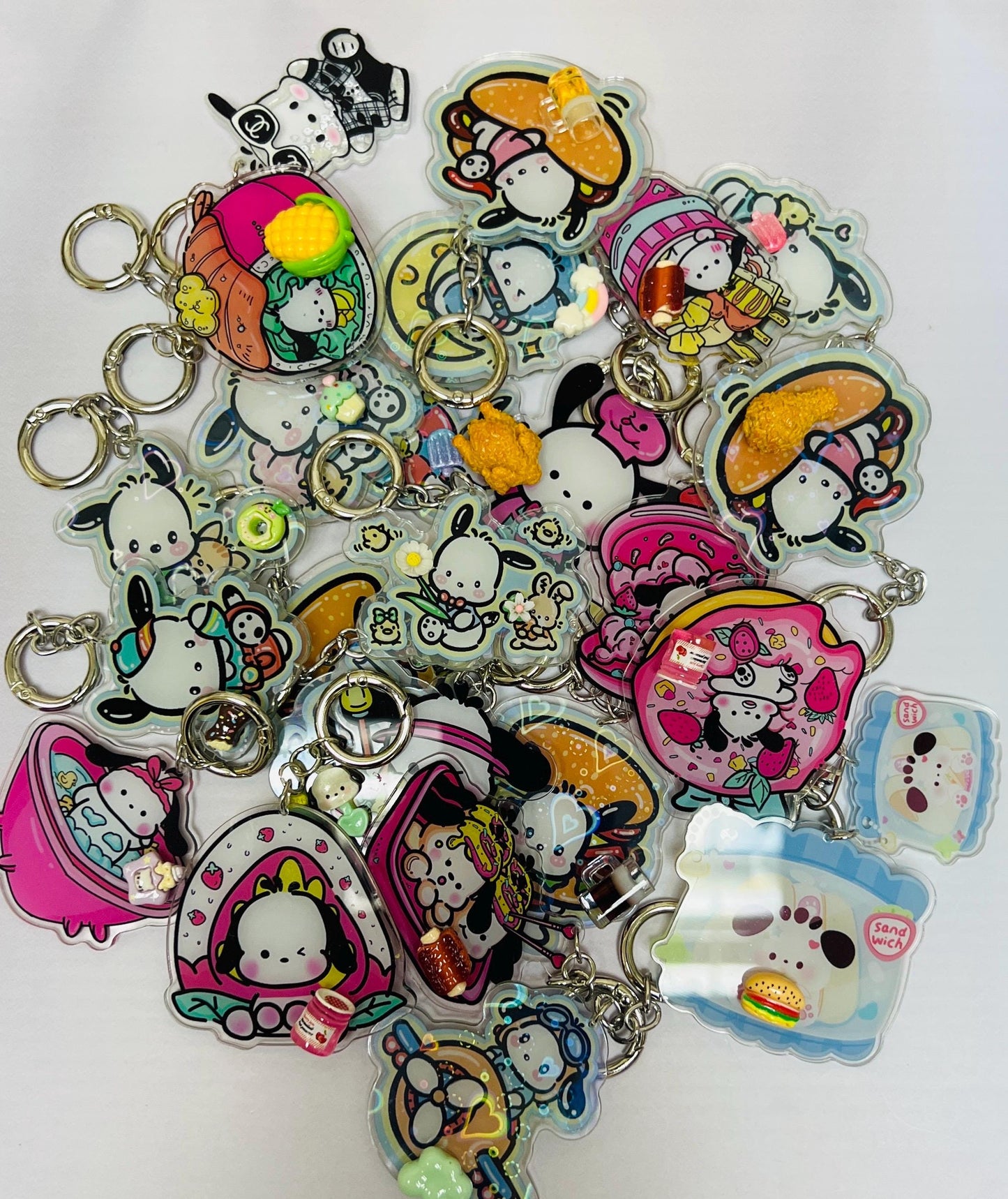 Puppy Keychain Decorated with Resin Charms | Kawaii Charm Bag Charm Handmade Accessory Acrylic Keychain Gift