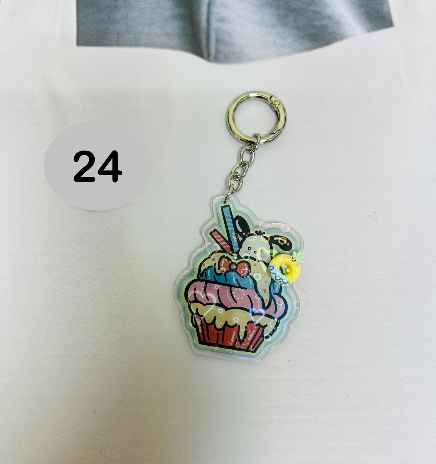 Puppy Keychain Decorated with Resin Charms | Kawaii Charm Bag Charm Handmade Accessory Acrylic Keychain Gift