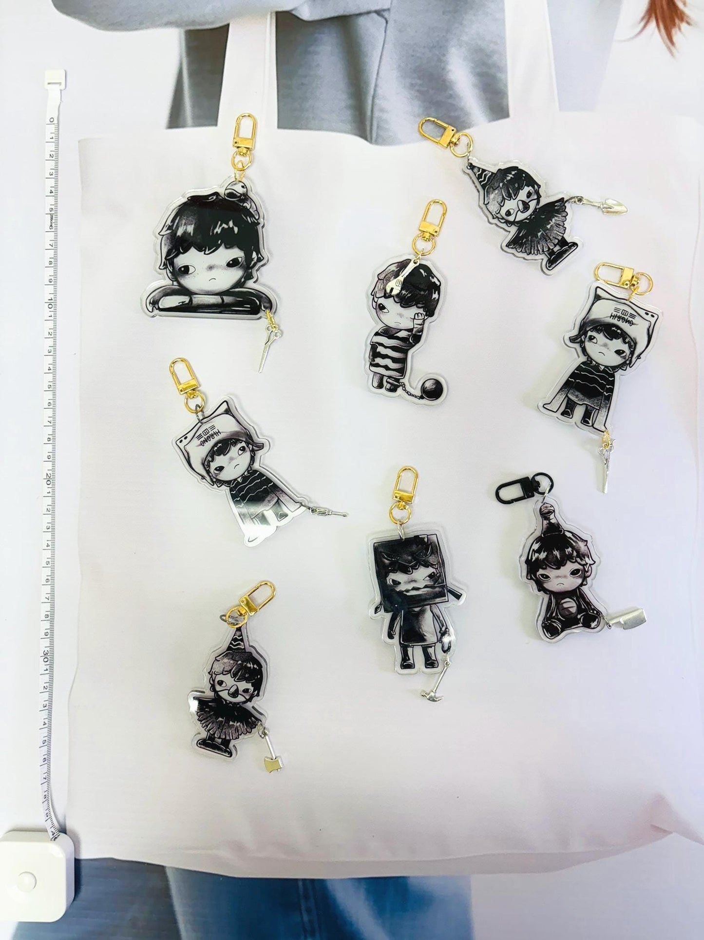 Hirono Keychain with Wristlet Strap or Long Strap | Hirono Bag Charm Hirono Handmade Keyring Hirono Accessories Hirono Keychain Gift