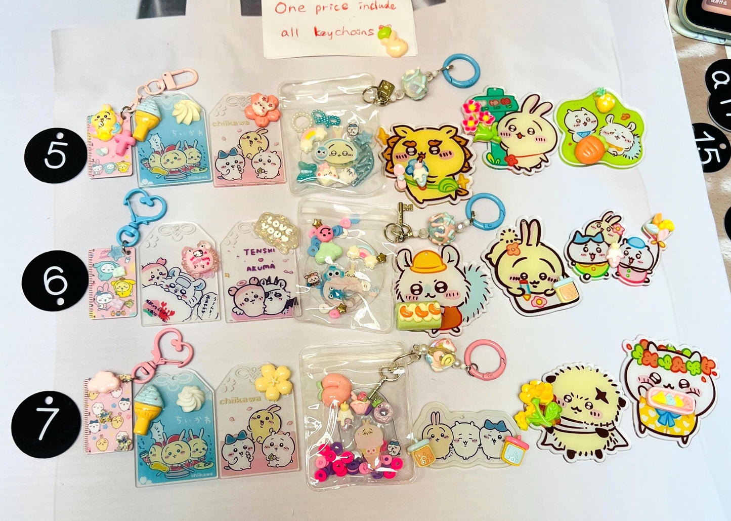 Chiikawa Keychain Set x7 or x5 | Chiikawa Charm Bundle Set Handmade Acrylic Charm Chiikawa Gift