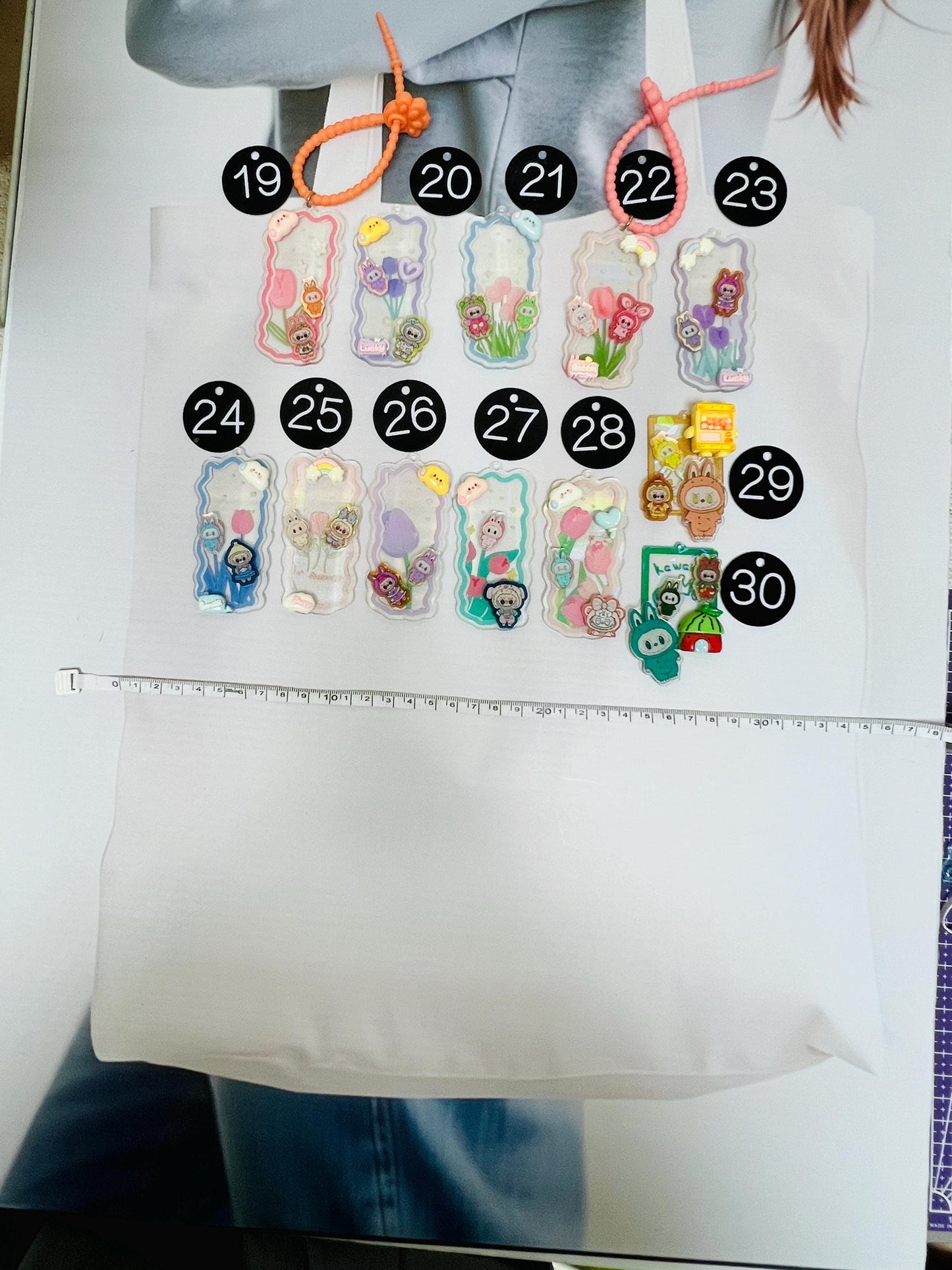 Labubu Keychain Decorated with Charms | Labubu Bag Charm Handmade Acrylic Keychain Gift