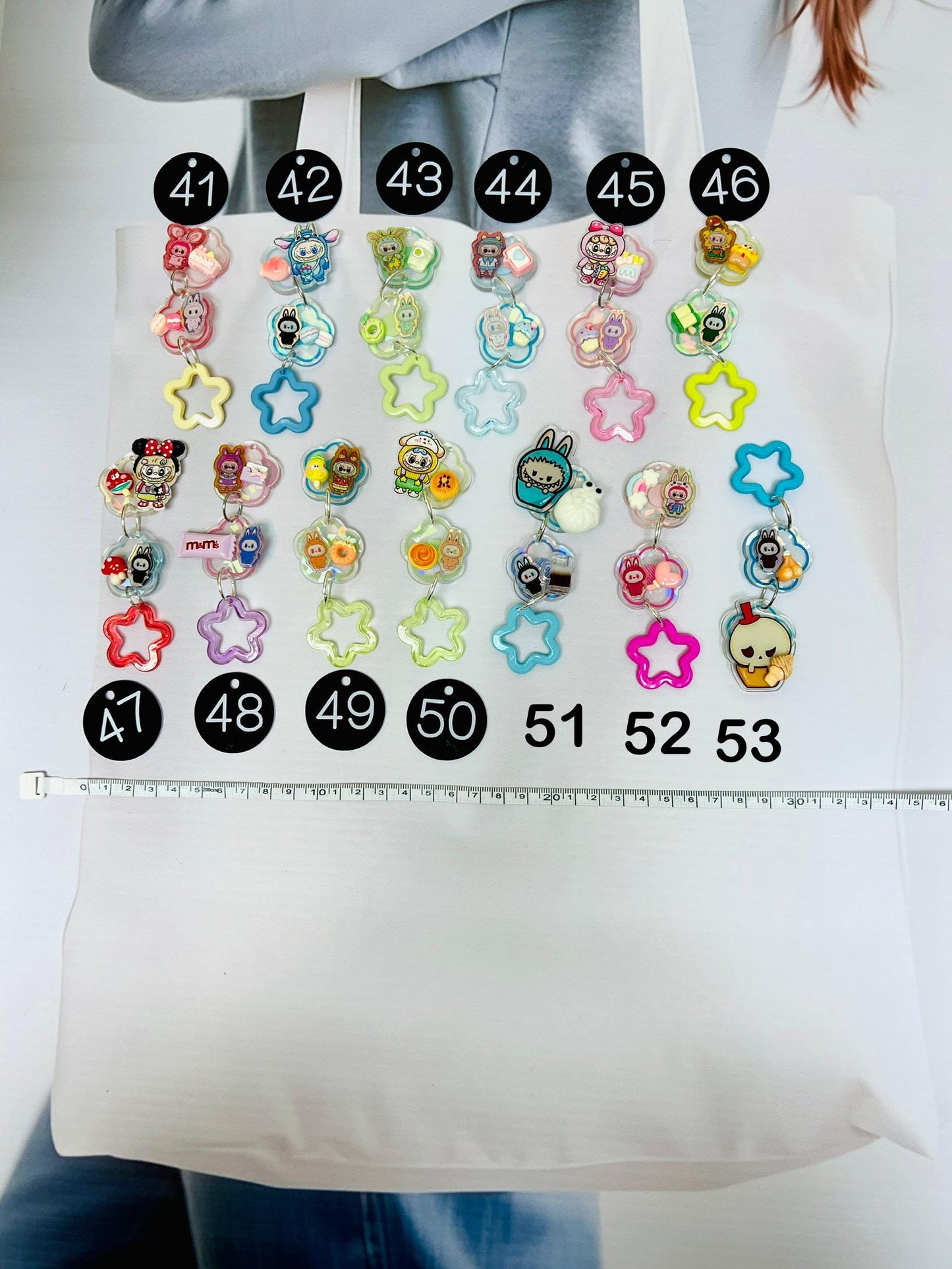 Labubu Keychain Decorated with Charms | Labubu Bag Charm Handmade Acrylic Keychain Gift