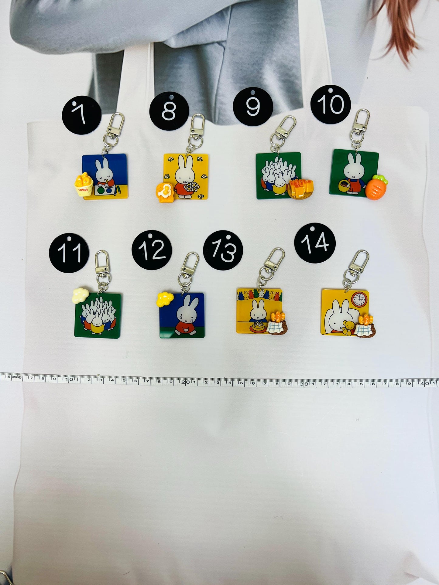 Miffy Keychain Decorated with Resin Charms | Miffy Acrylic Keyring Bag Accessory Keychain Gift